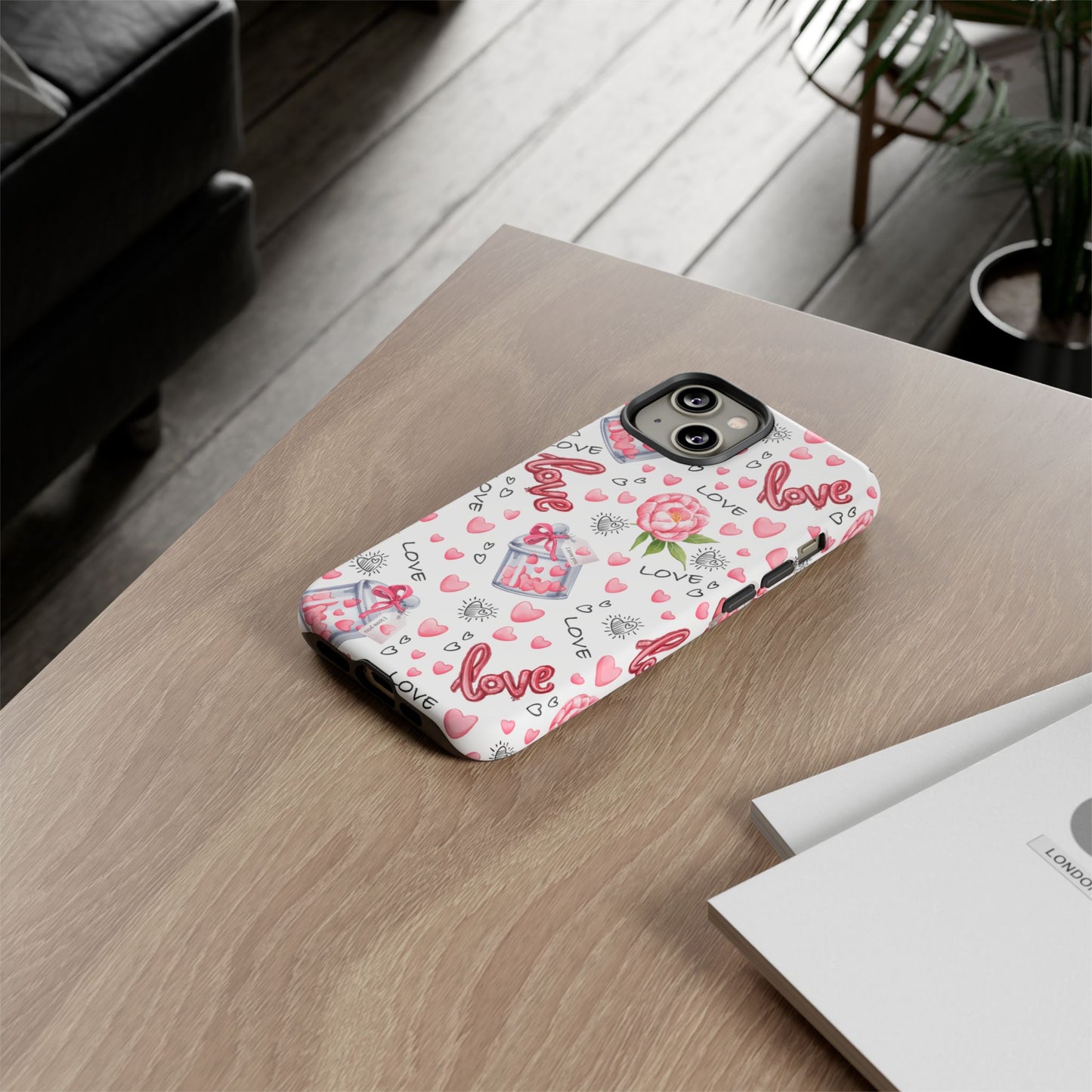 Romantic Heart & Floral Love Durable Phone Case