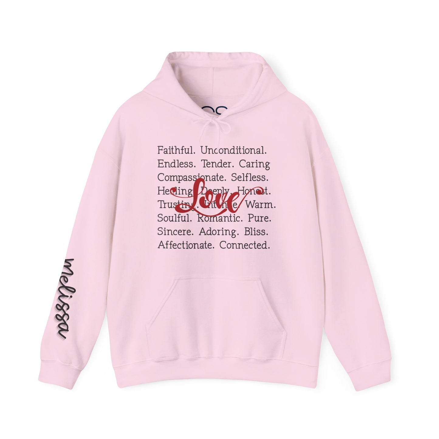 Personalized Love Words Hooded Sweatshirt - Customizable with Your Lover's Name