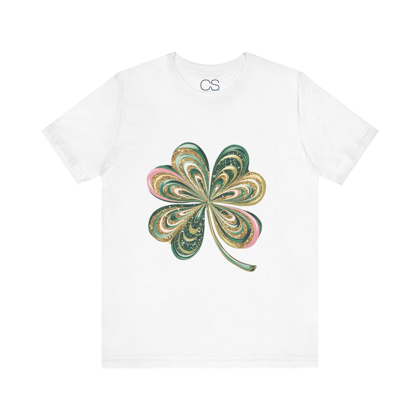Artistic Shamrock T-Shirt | Gold and Green Swirl Clover Design | St. Patrick's Day Fashion Tee