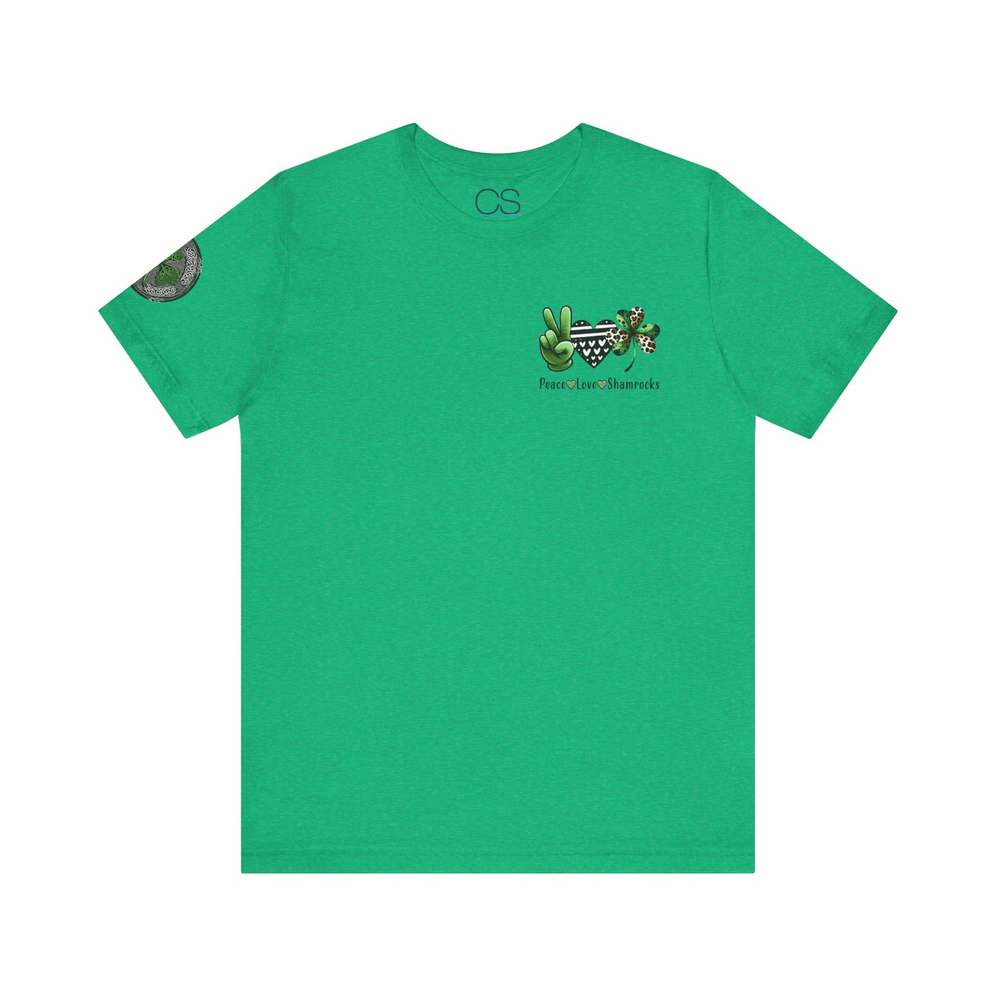 Farm Fresh Four Leaf Clover T-Shirt | Peace Love Shamrocks Double-Sided Design | St. Patrick's Day Vintage Style Tee