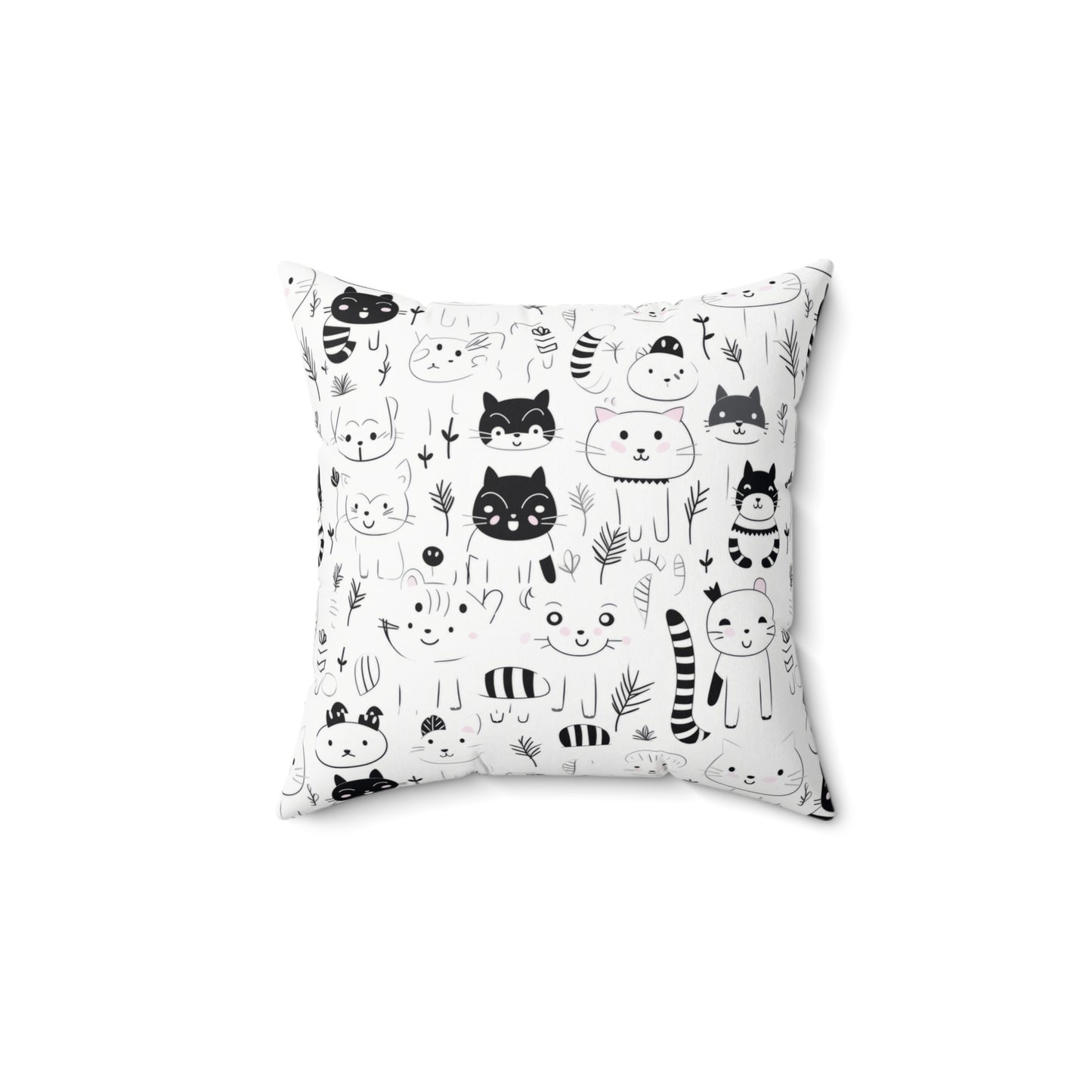 Charming Kitty-Themed Spun Polyester Throw Pillow