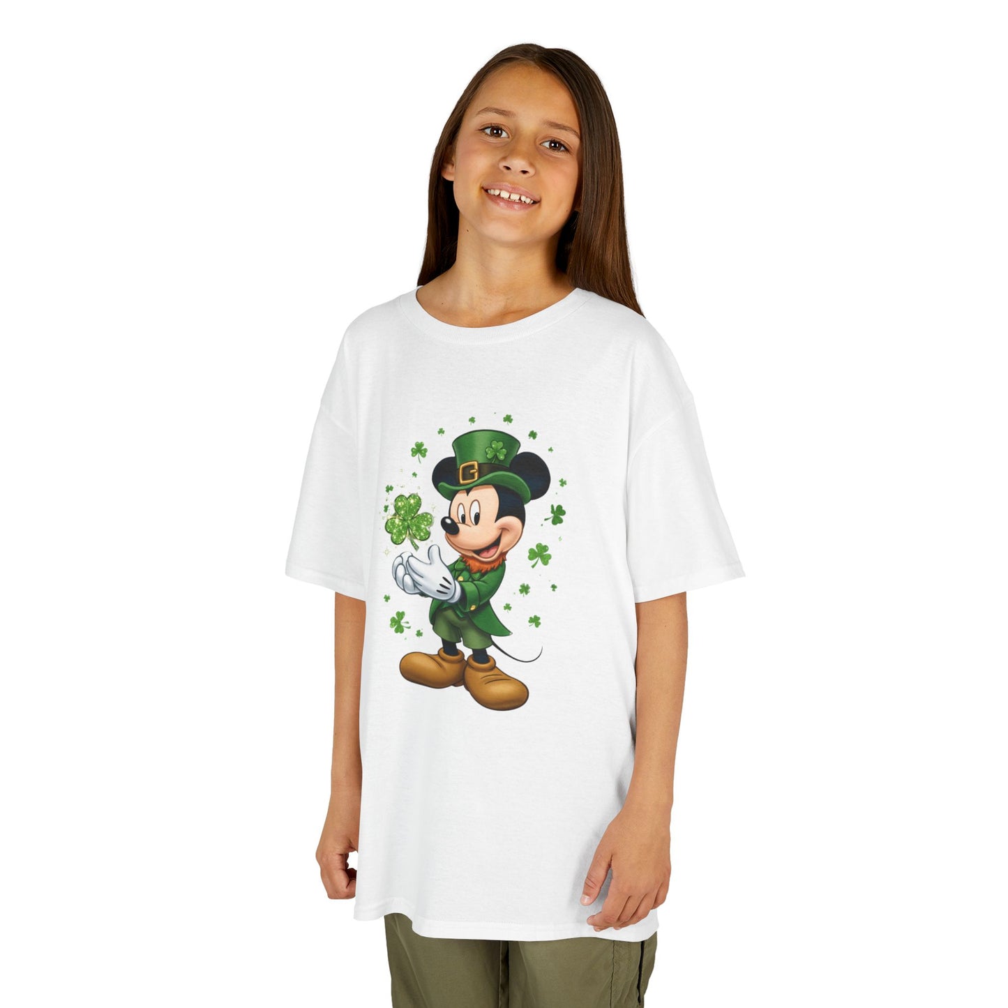 Kids St. Patrick's Day Mickey Mouse Heavy Cotton T-Shirt