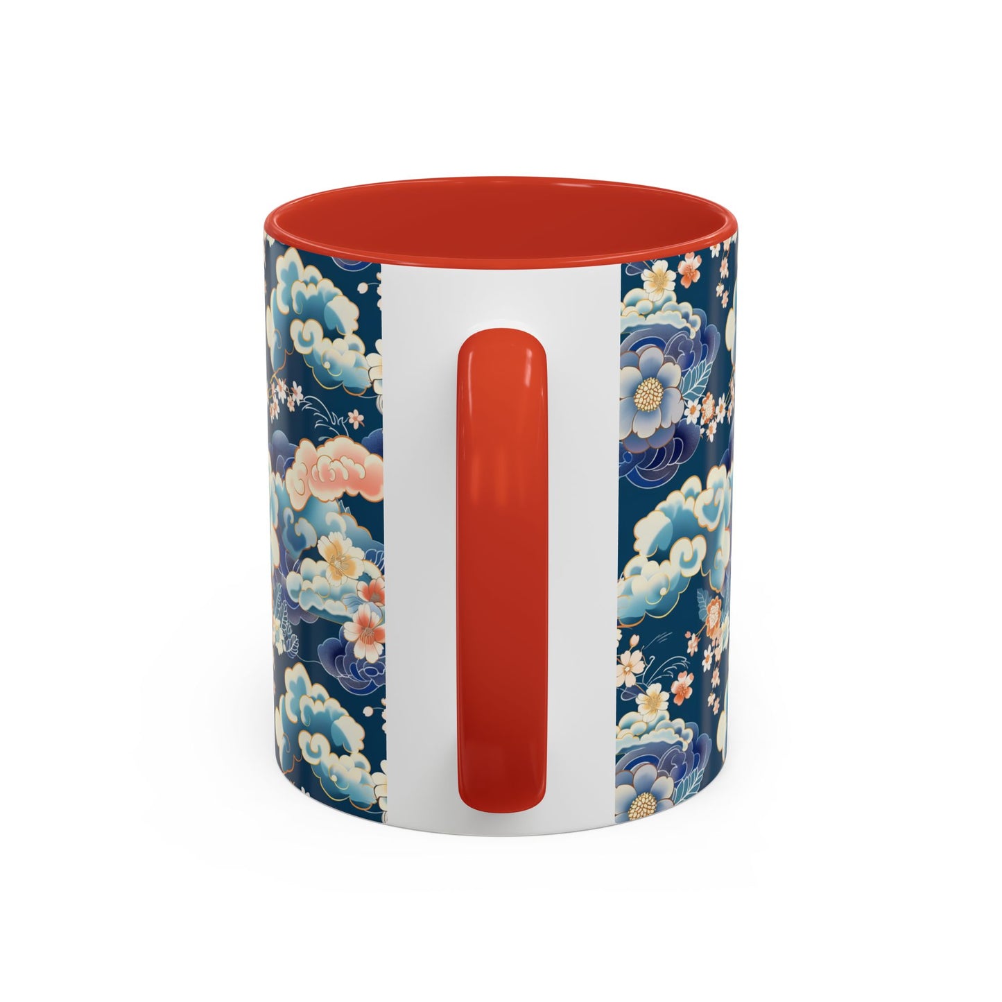 Elegant Japanese Floral & Cloud Ceramic Mug