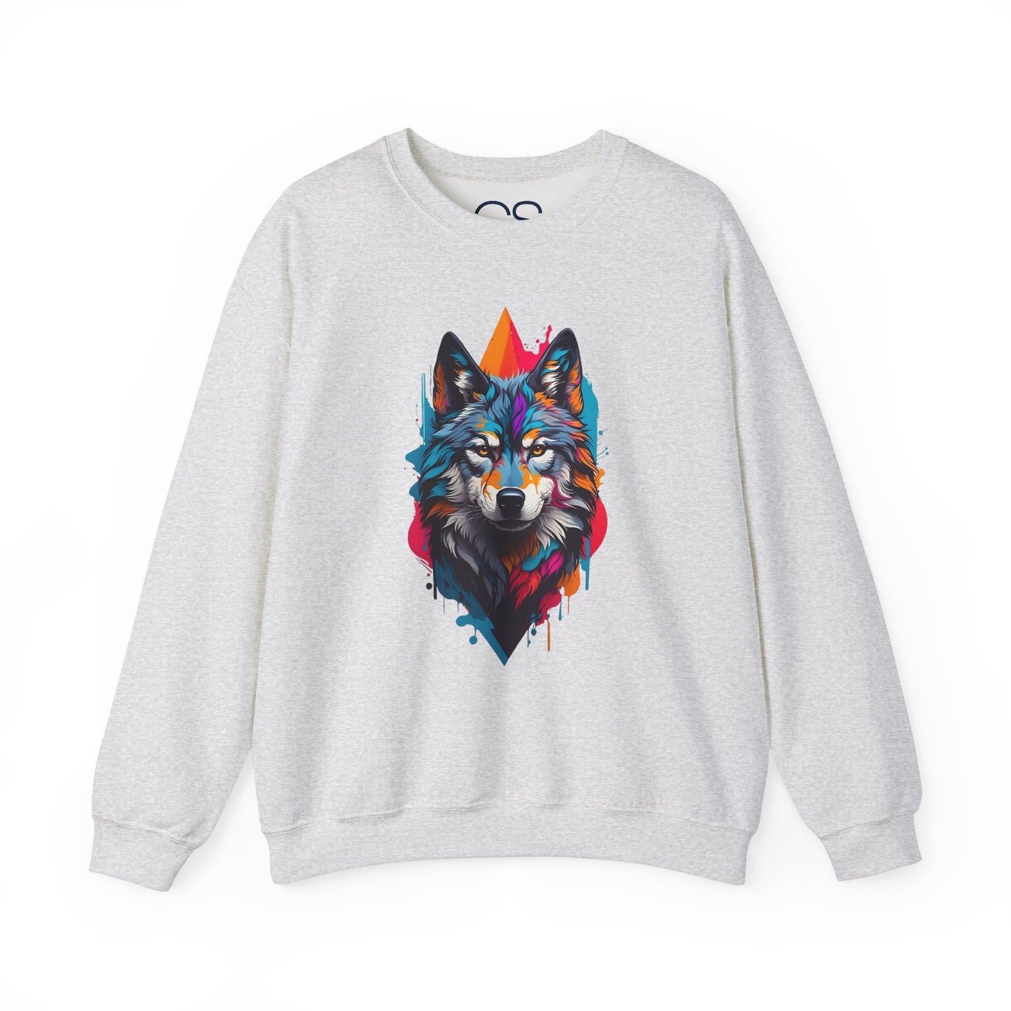 Vibrant Wolf Art Crewneck Sweatshirt - Watercolor Style Graphic