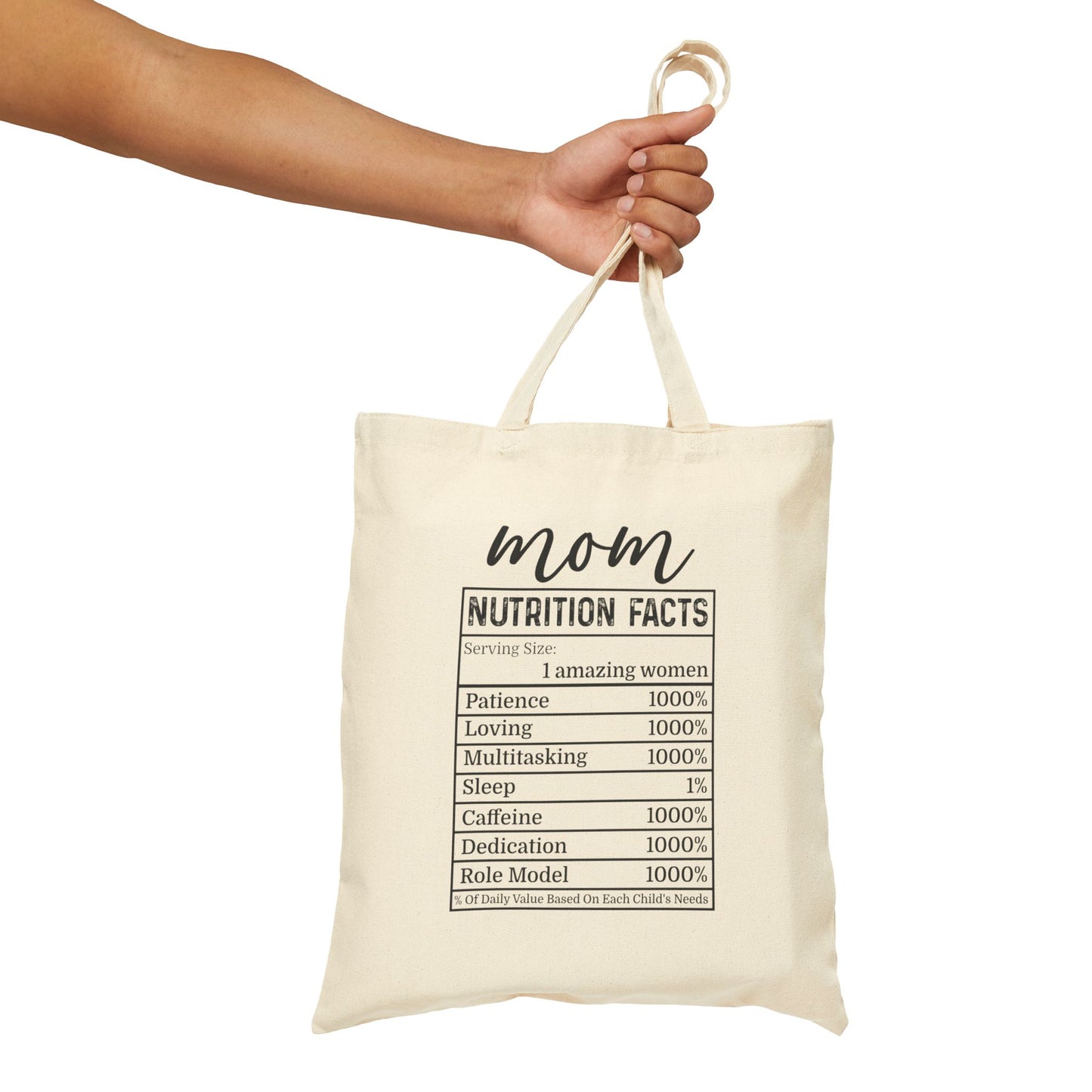 Mom Nutrition Facts Tote Bag