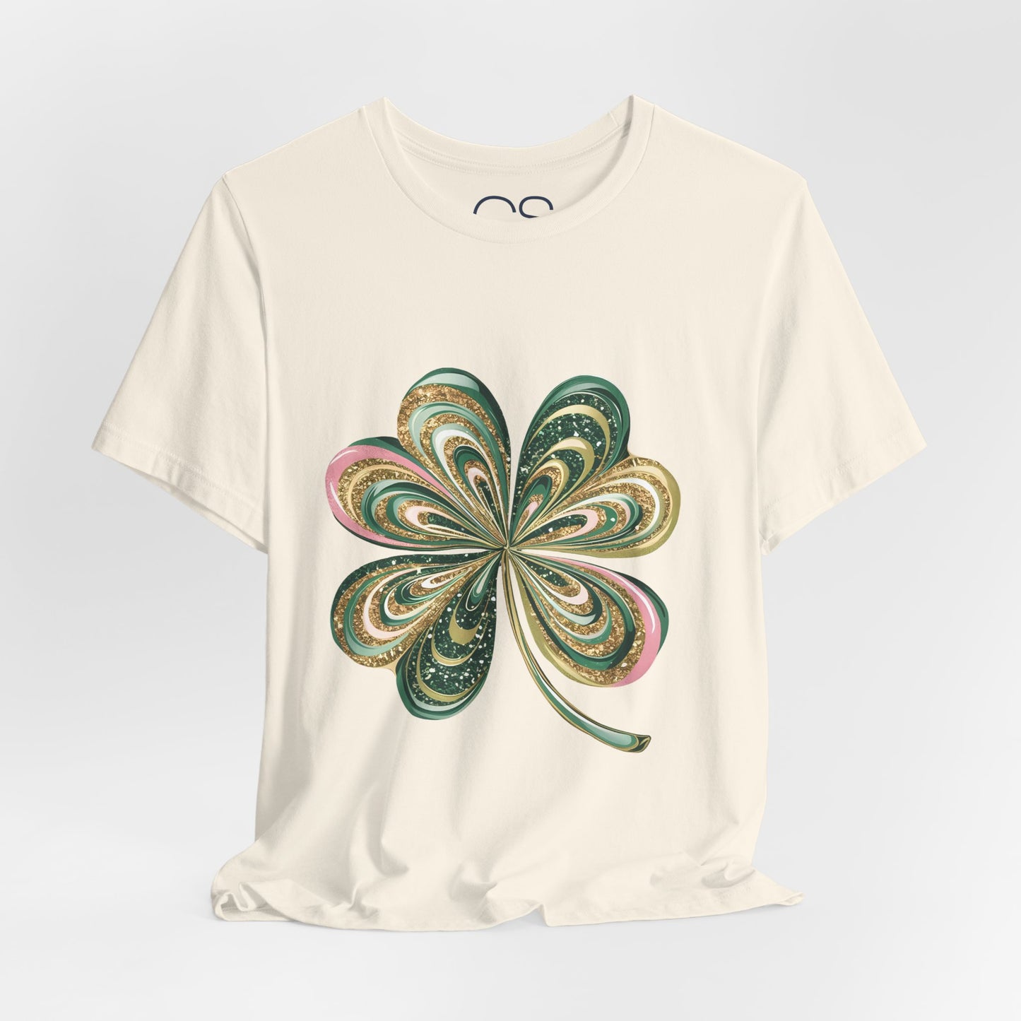 Artistic Shamrock T-Shirt | Gold and Green Swirl Clover Design | St. Patrick's Day Fashion Tee