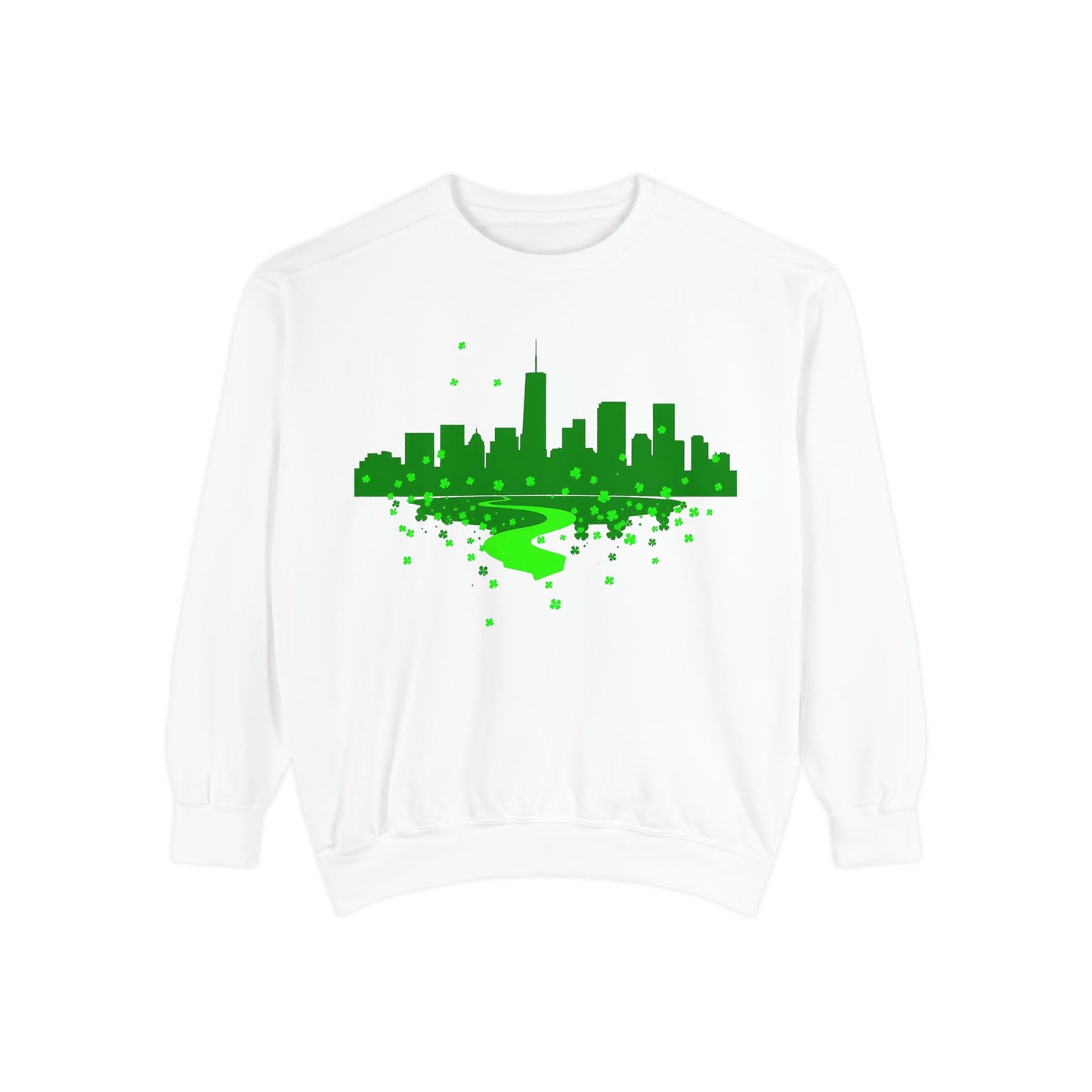Chicago Skyline St. Patrick's Day Unisex Garment-Dyed Sweatshirt