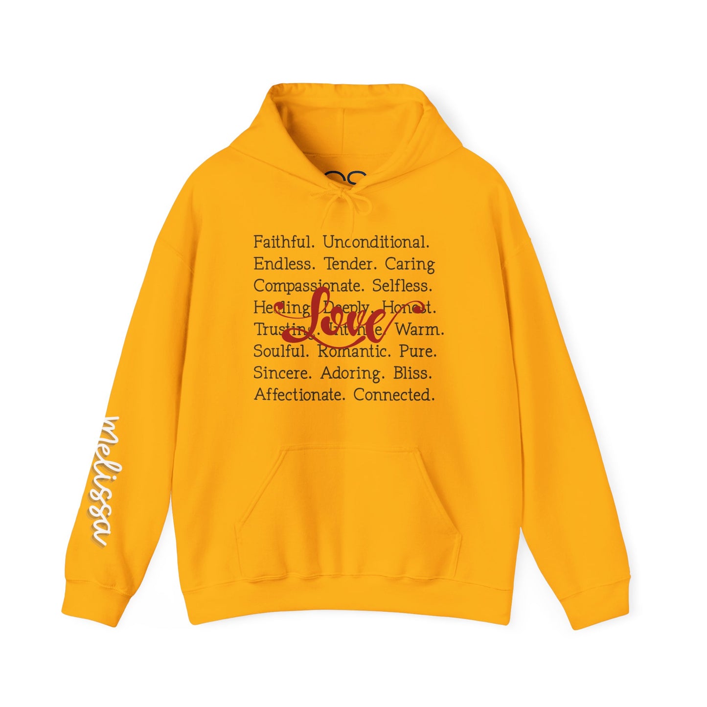 Personalized Love Words Hooded Sweatshirt - Customizable with Your Lover's Name