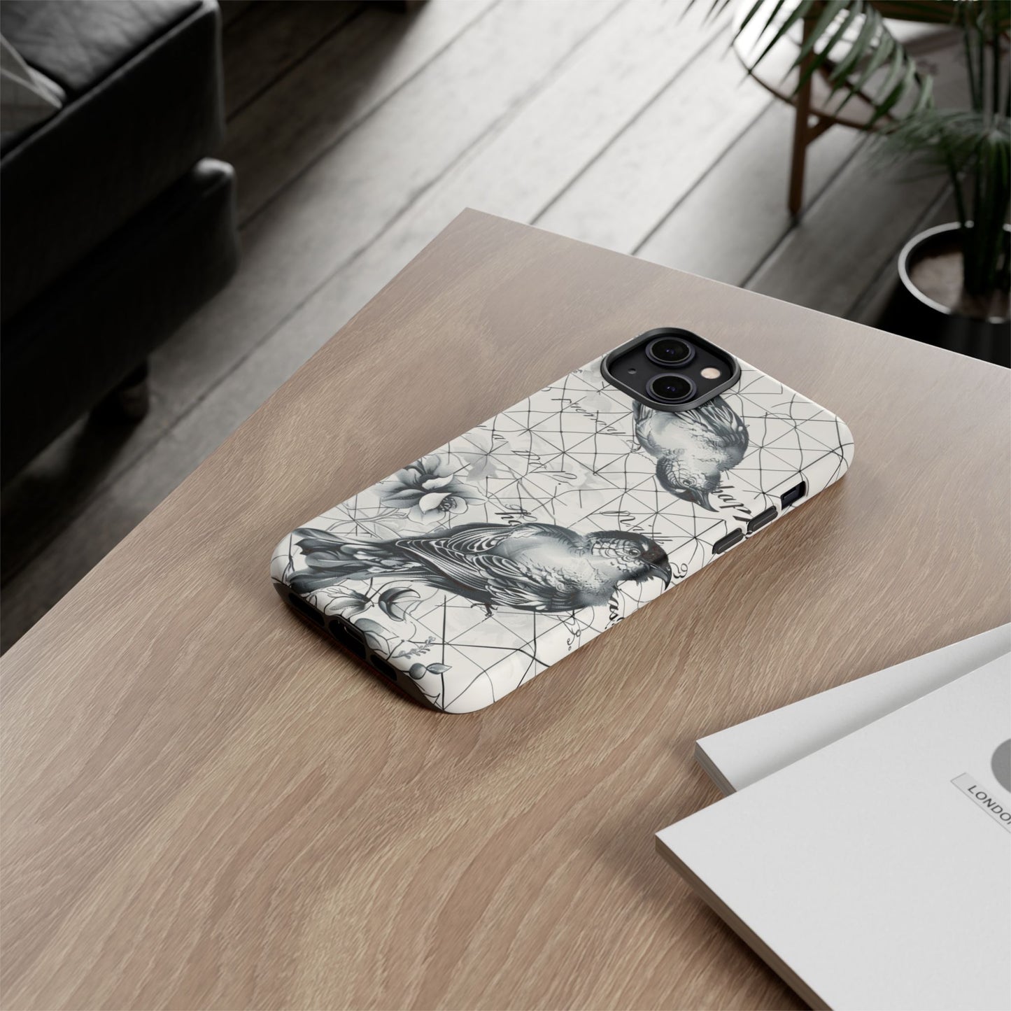 Monochrome Bird Elegance Durable Phone Case