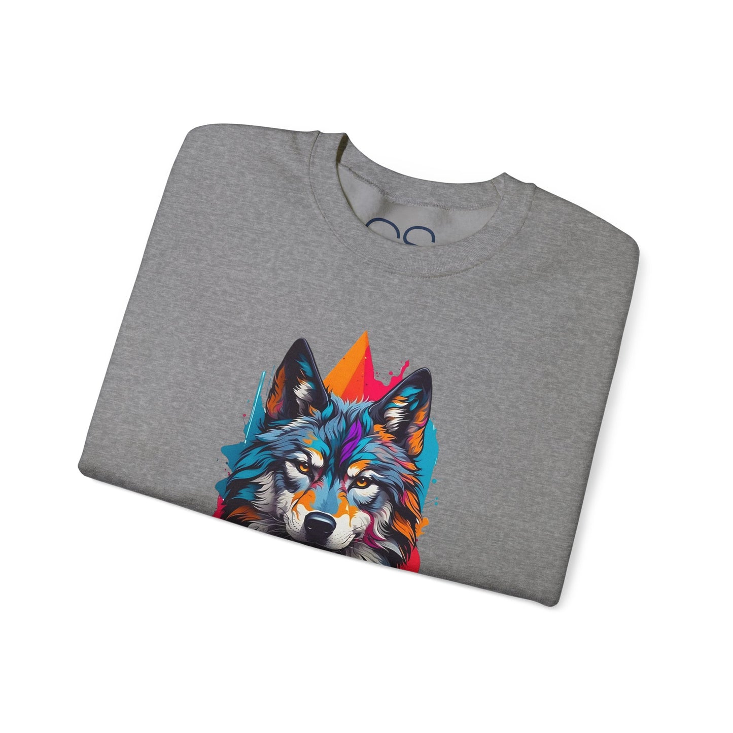 Vibrant Wolf Art Crewneck Sweatshirt - Watercolor Style Graphic