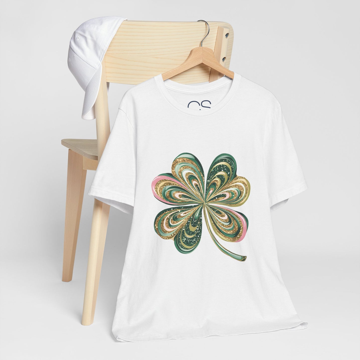 Artistic Shamrock T-Shirt | Gold and Green Swirl Clover Design | St. Patrick's Day Fashion Tee