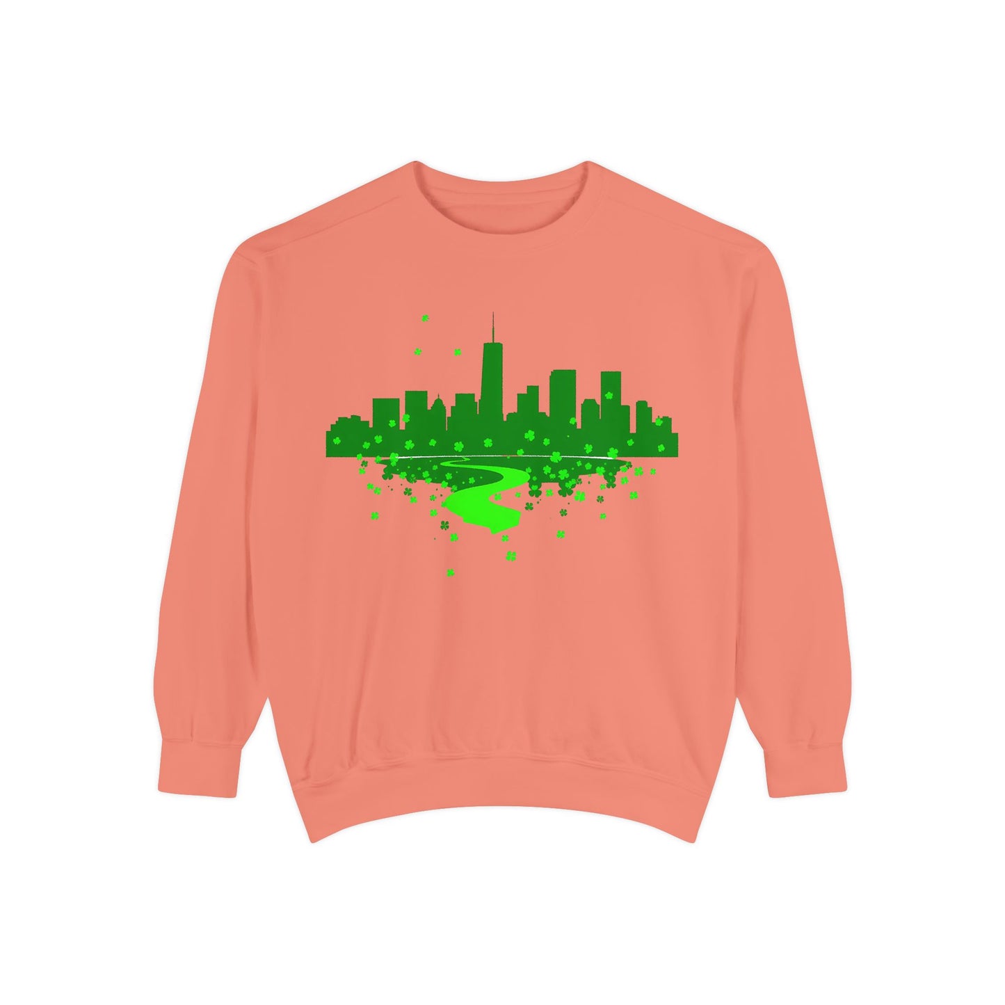 Chicago Skyline St. Patrick's Day Unisex Garment-Dyed Sweatshirt
