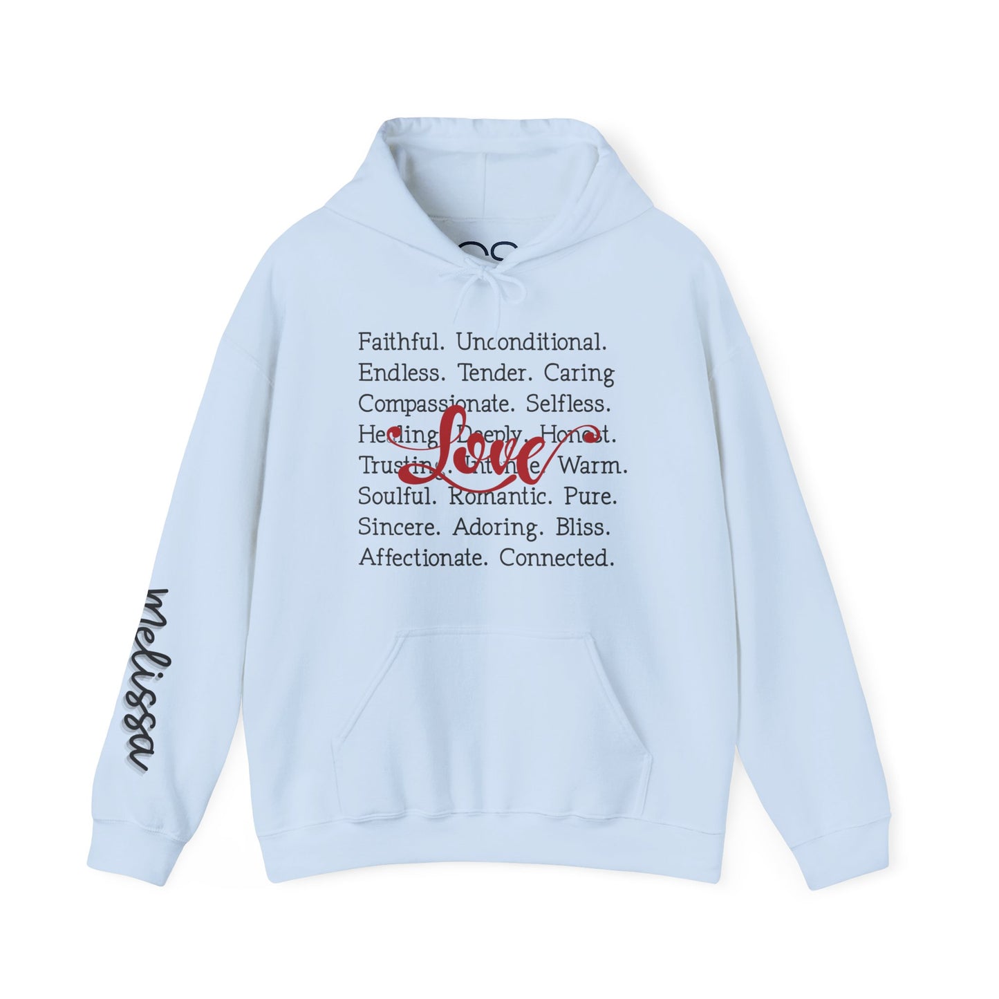 Personalized Love Words Hooded Sweatshirt - Customizable with Your Lover's Name