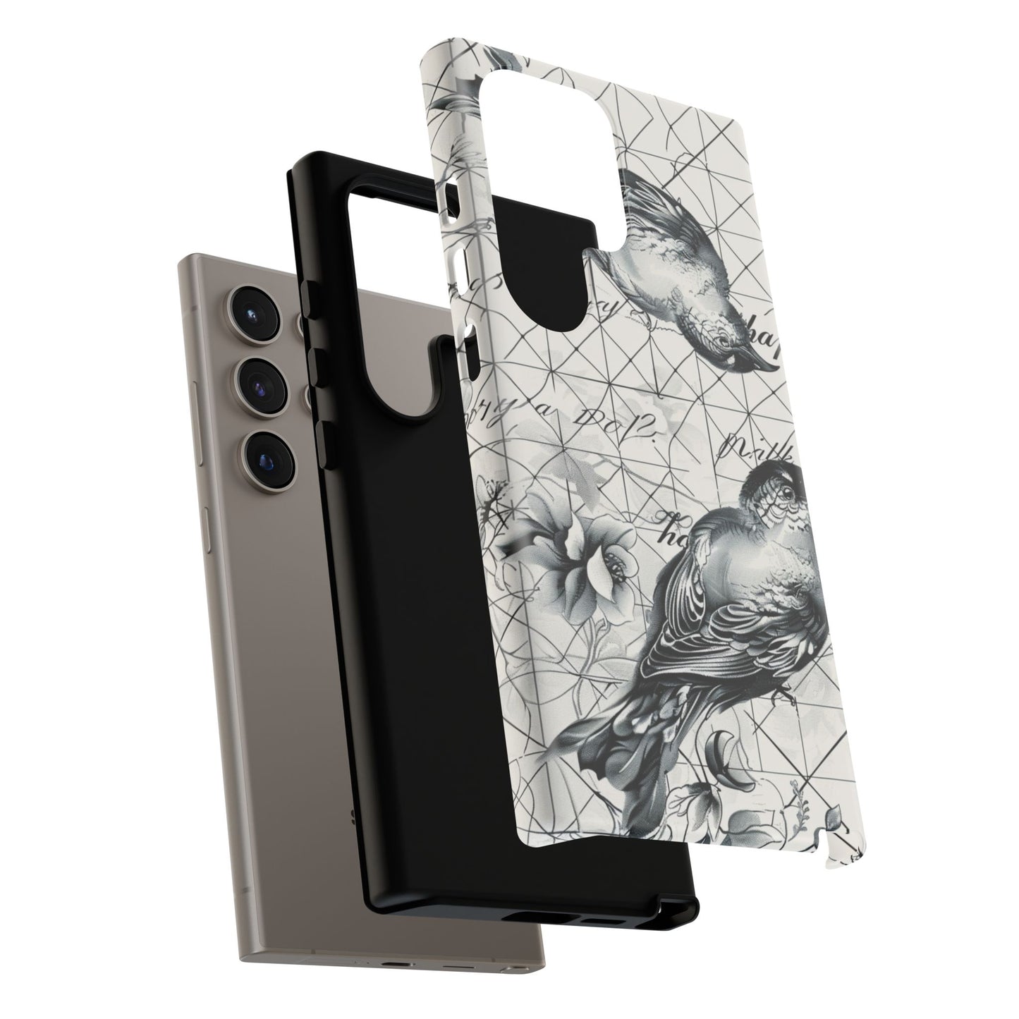 Monochrome Bird Elegance Durable Phone Case