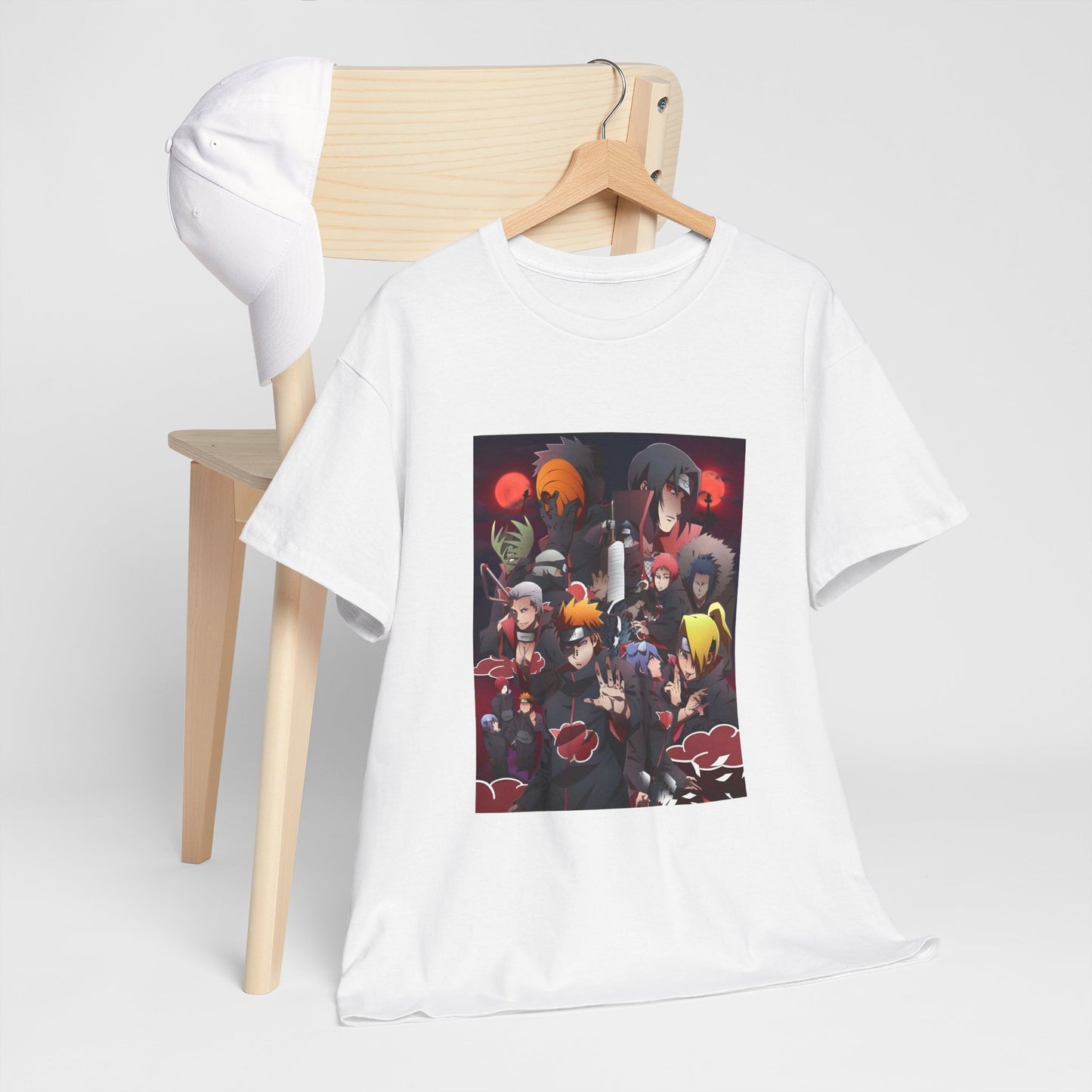 Unisex Heavy Cotton Naruto Akatsuki Anime Front and Back Printed Tee