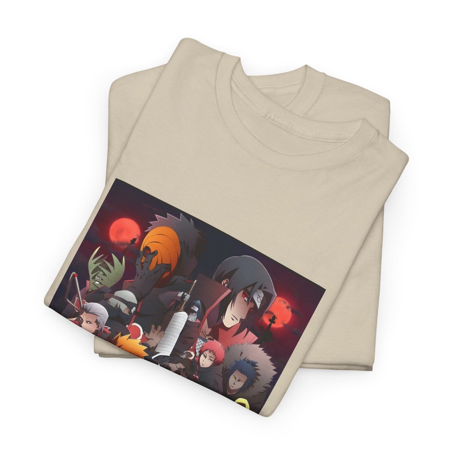 Unisex Heavy Cotton Naruto Akatsuki Anime Front and Back Printed Tee
