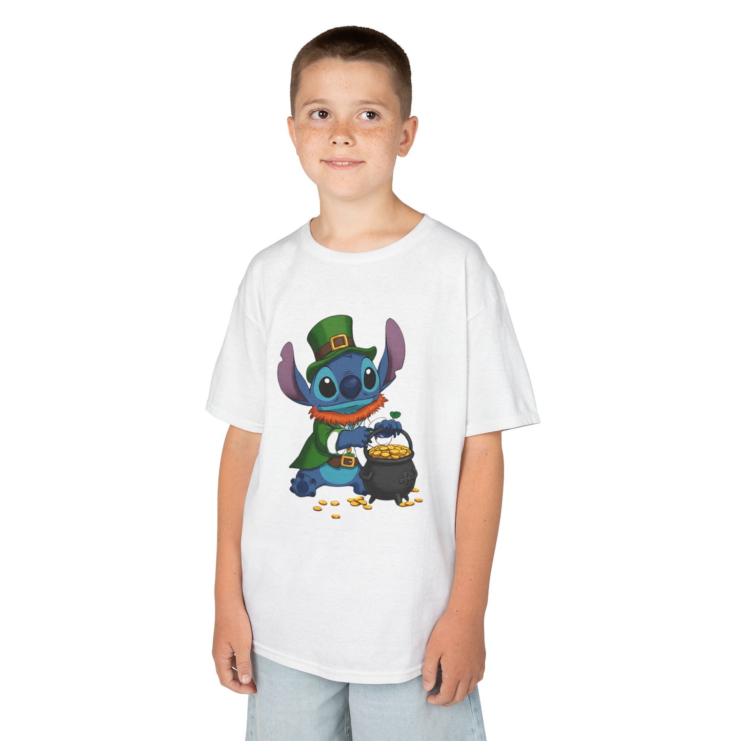 Disney Stitch St. Patrick's Day Kids Heavy Cotton T-Shirt - Lucky Stitch Tee