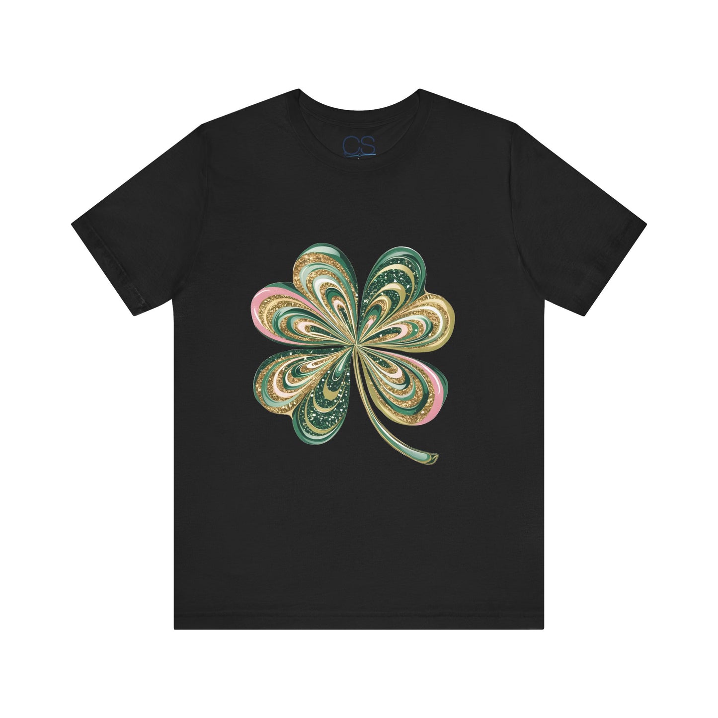 Artistic Shamrock T-Shirt | Gold and Green Swirl Clover Design | St. Patrick's Day Fashion Tee
