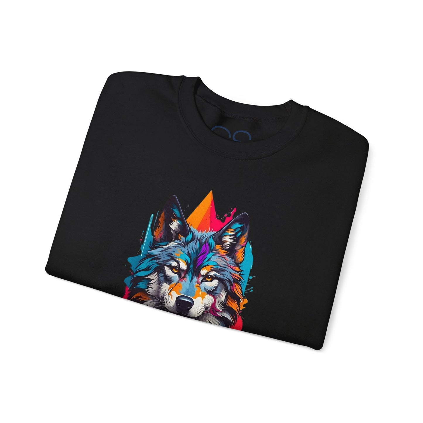 Vibrant Wolf Art Crewneck Sweatshirt - Watercolor Style Graphic