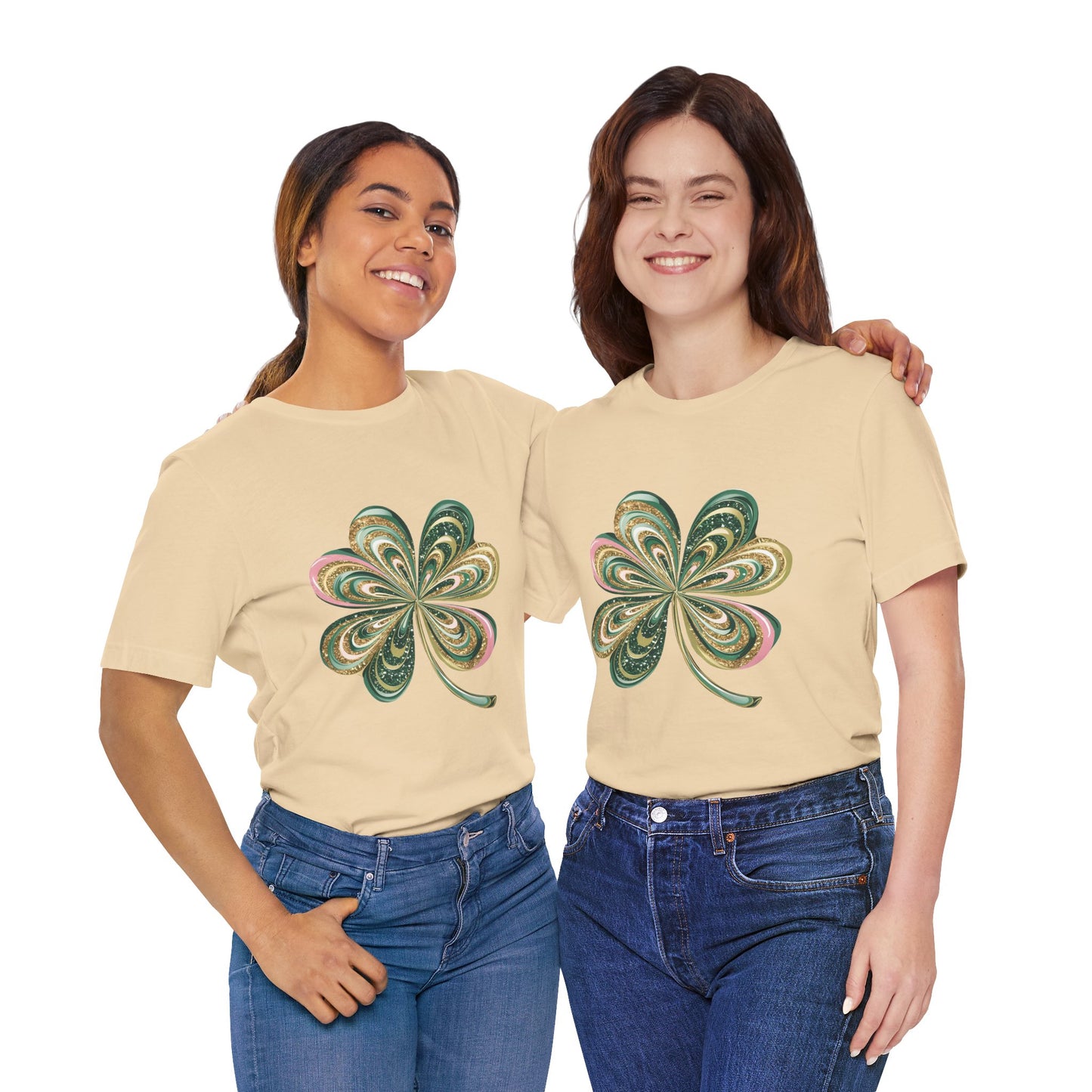 Artistic Shamrock T-Shirt | Gold and Green Swirl Clover Design | St. Patrick's Day Fashion Tee