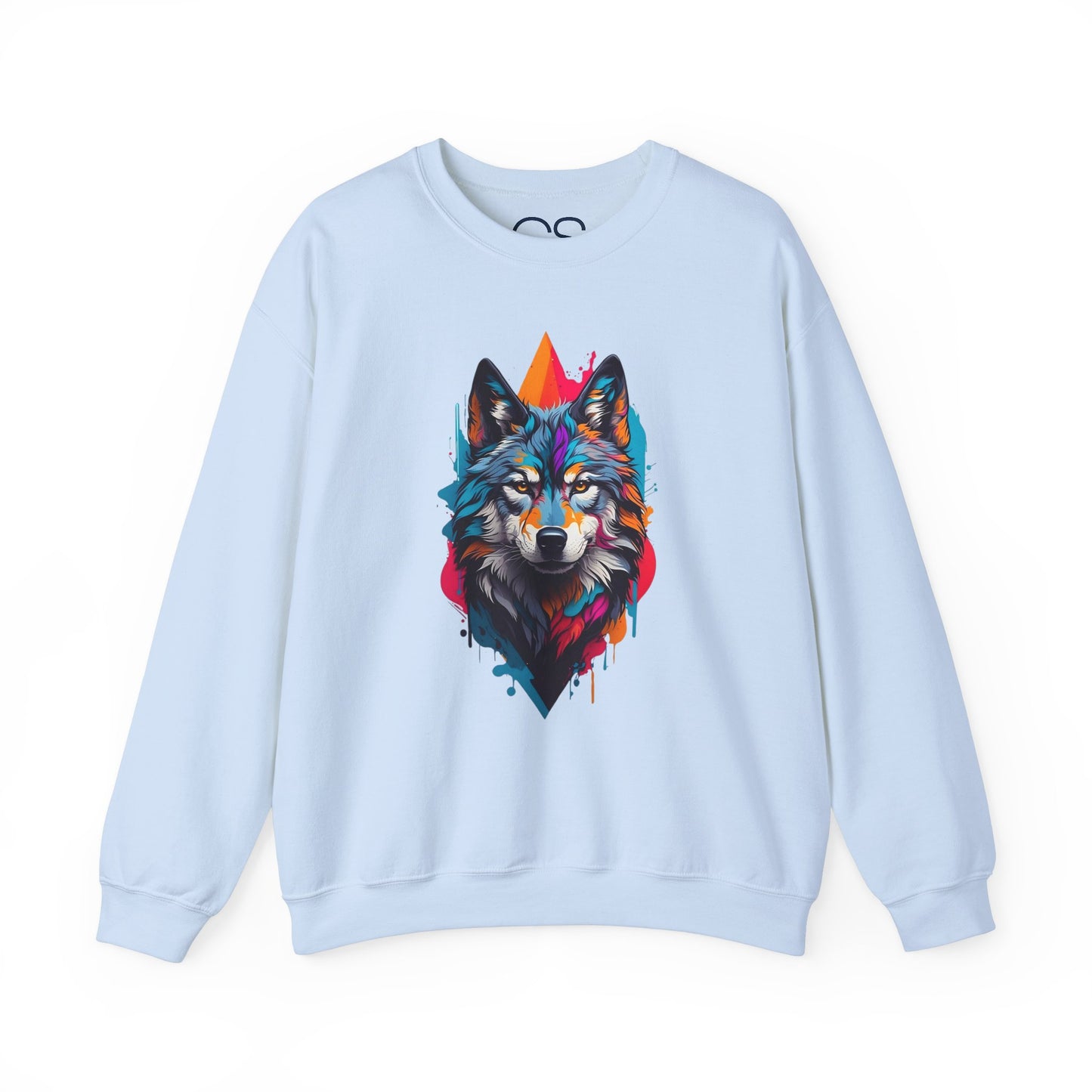 Vibrant Wolf Art Crewneck Sweatshirt - Watercolor Style Graphic