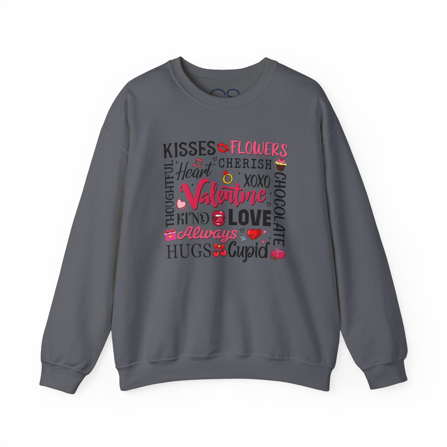 Valentine's Day Word Art Sweatshirt Crewneck Sweatshirt