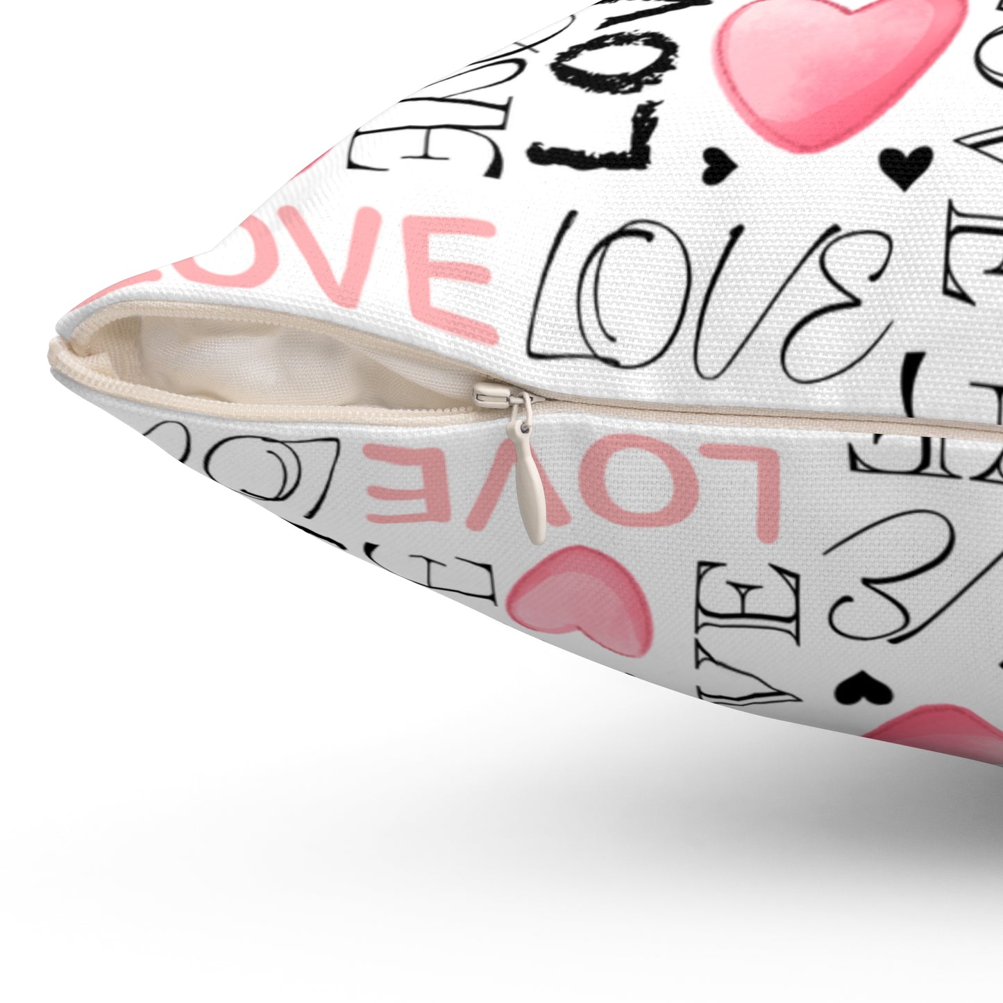 Romantic Love Letter Spun Polyester Square Pillow