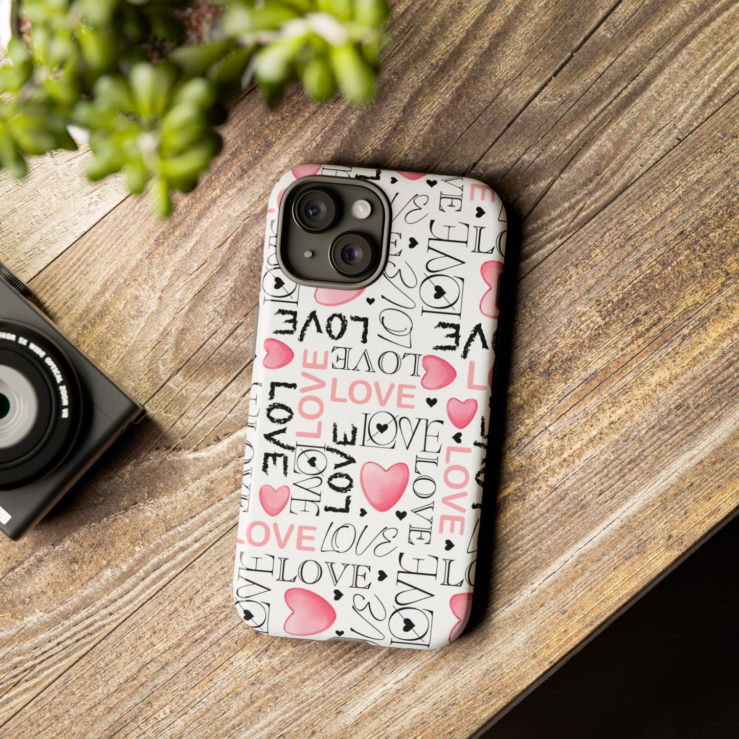 Love Typography-Themed Durable Phone Case