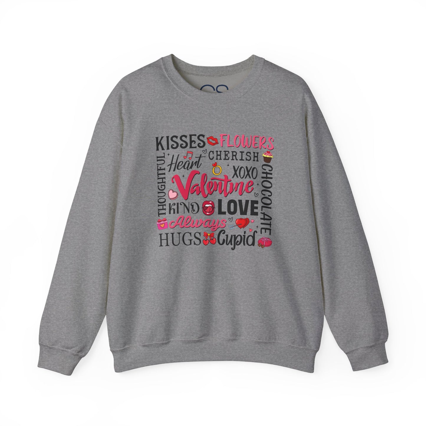 Valentine's Day Word Art Sweatshirt Crewneck Sweatshirt
