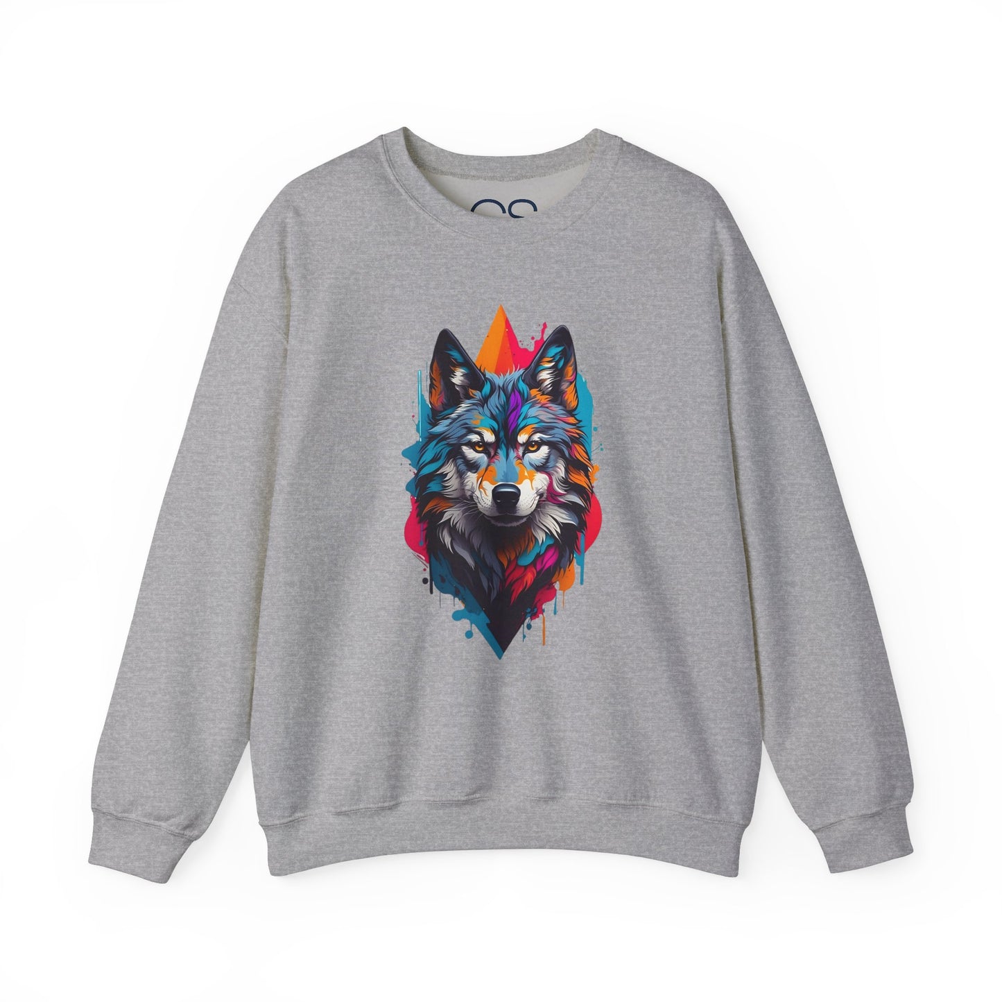 Vibrant Wolf Art Crewneck Sweatshirt - Watercolor Style Graphic