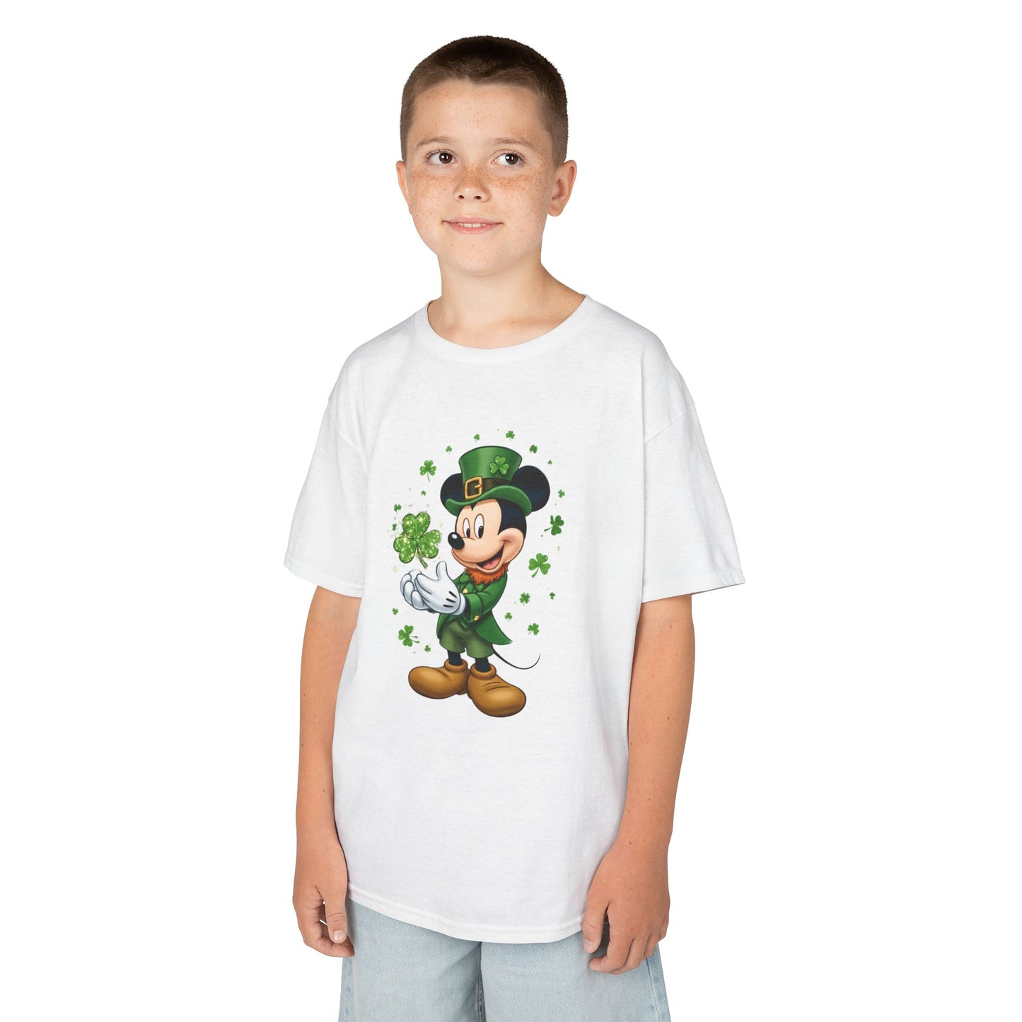 Kids St. Patrick's Day Mickey Mouse Heavy Cotton T-Shirt