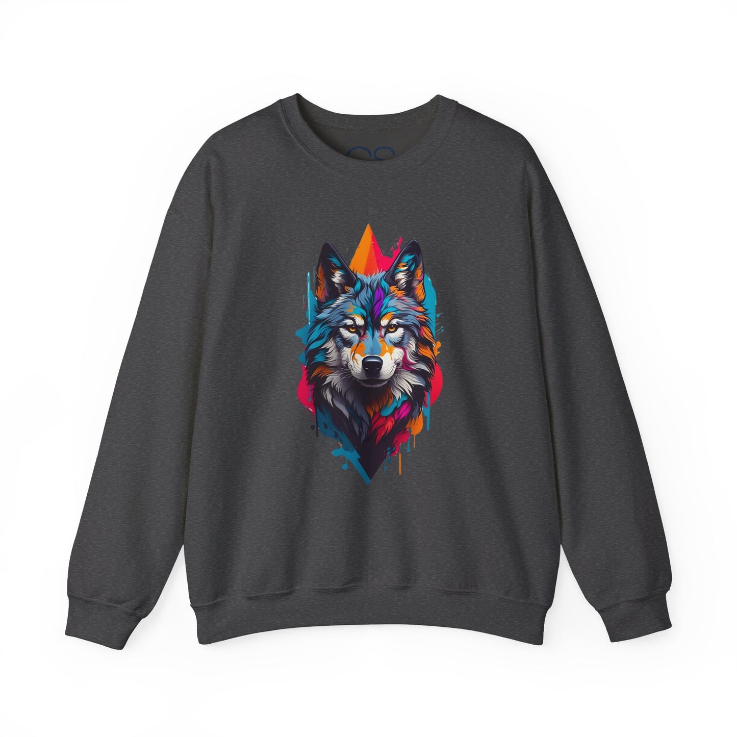 Vibrant Wolf Art Crewneck Sweatshirt - Watercolor Style Graphic