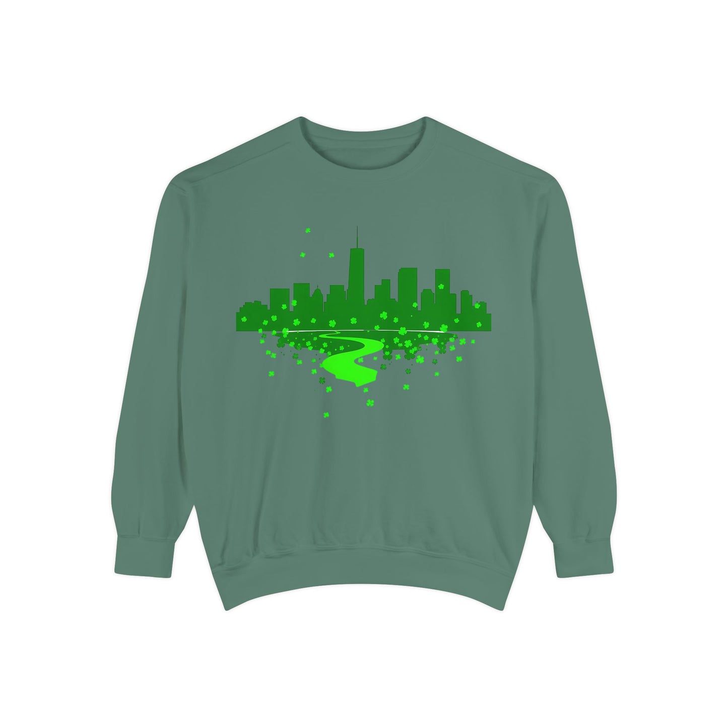 Chicago Skyline St. Patrick's Day Unisex Garment-Dyed Sweatshirt