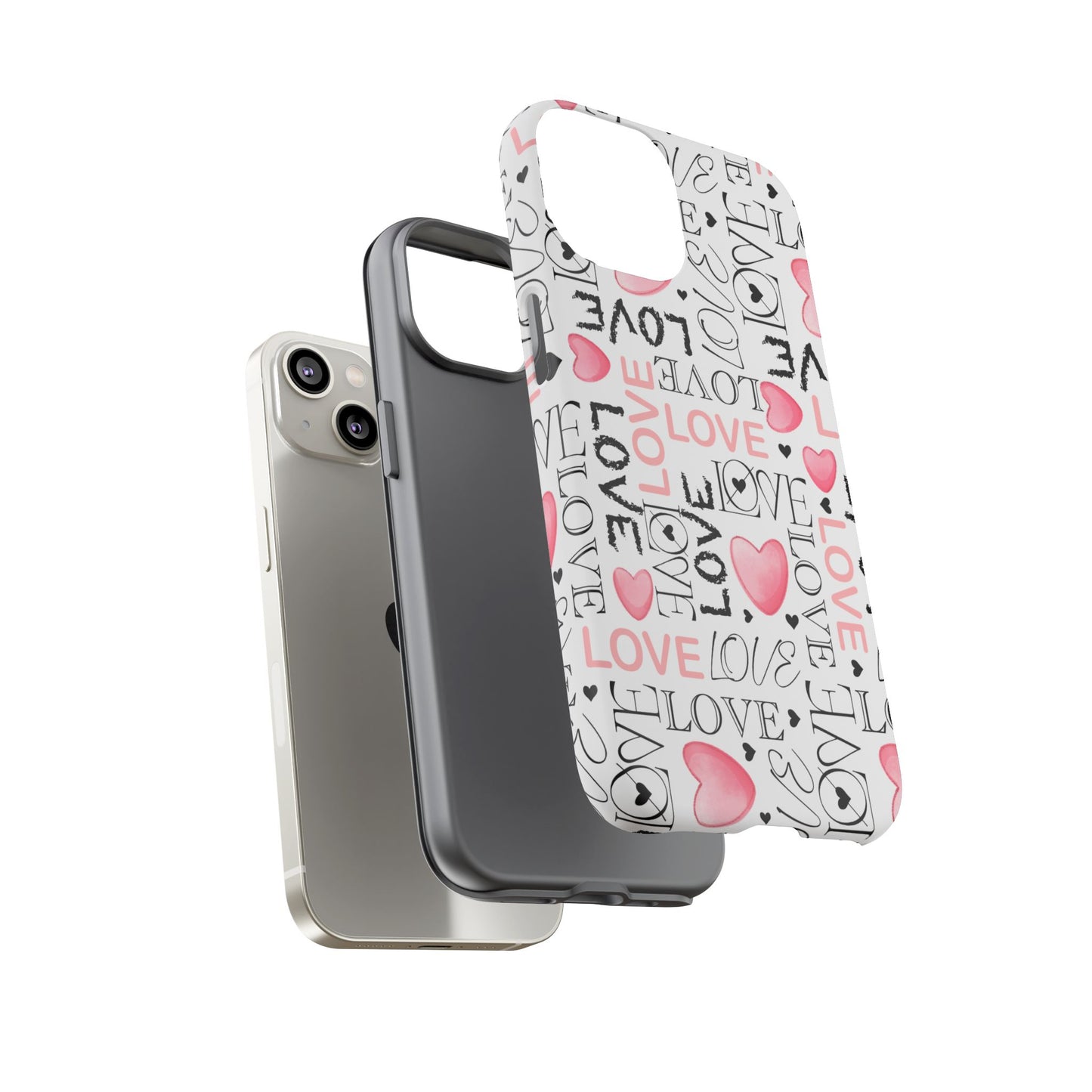 Love Typography-Themed Durable Phone Case