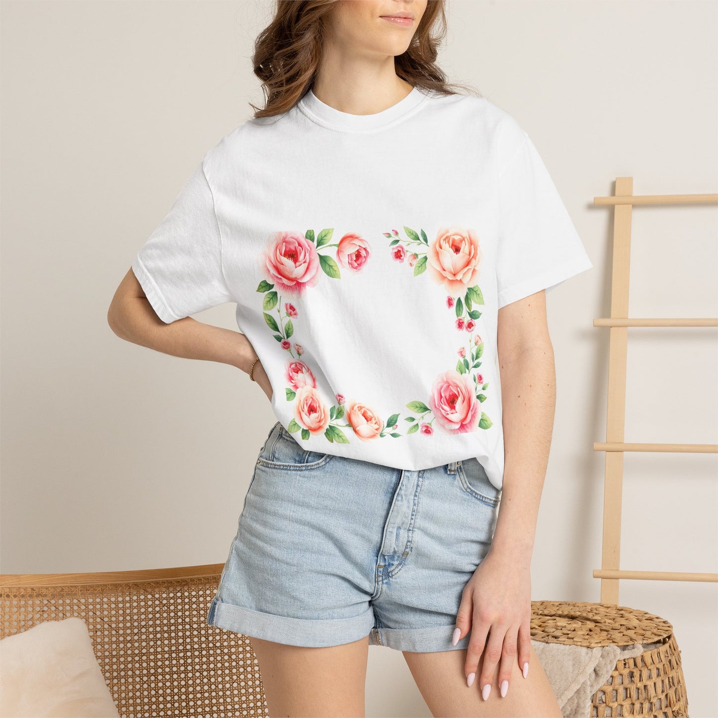 Elegant Floral Mother's Day T-Shirt - MOM Rose Typography