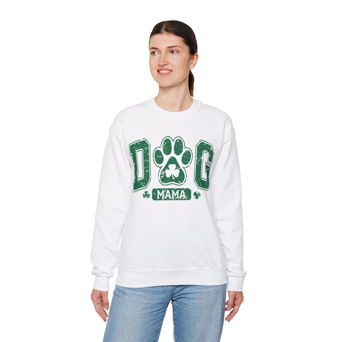 Lucky Dog Mama St. Paddy's Day Sweatshirt - Green Paw Print Sweater