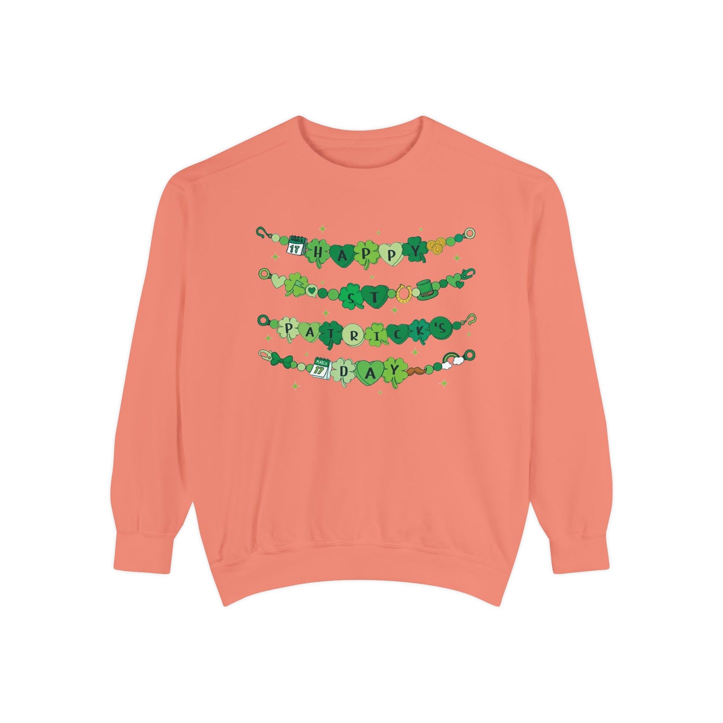 Happy St. Patrick's Day Sweatshirt | Festive Green Charm Bracelet Design | Irish Holiday Sweater