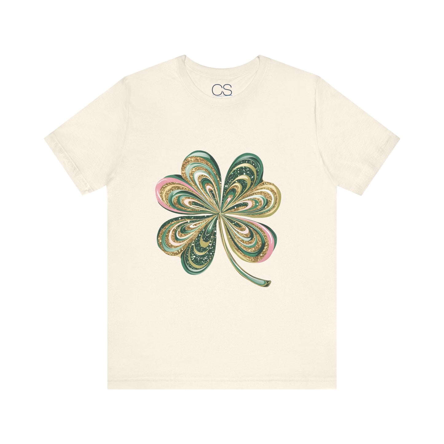 Artistic Shamrock T-Shirt | Gold and Green Swirl Clover Design | St. Patrick's Day Fashion Tee