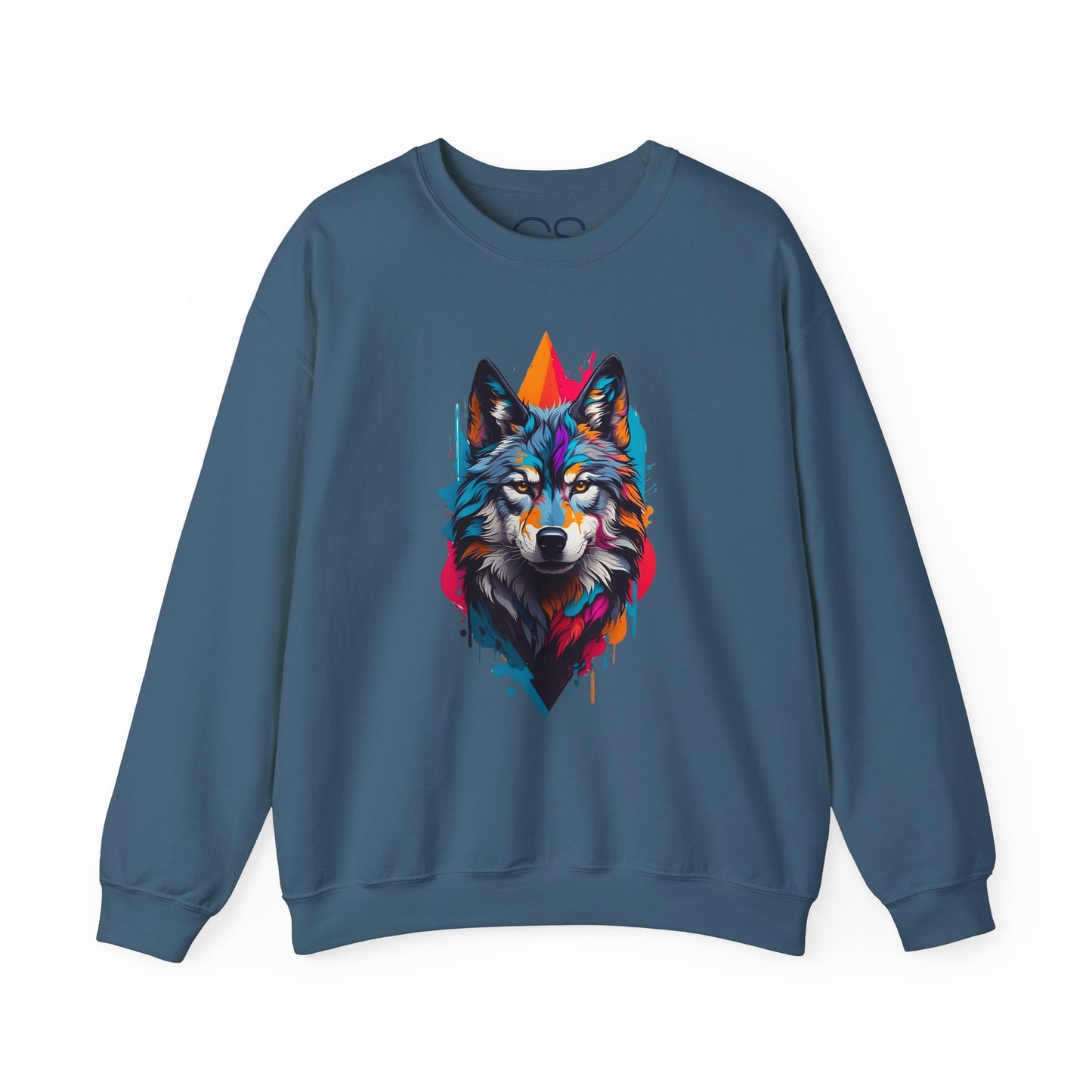 Vibrant Wolf Art Crewneck Sweatshirt - Watercolor Style Graphic