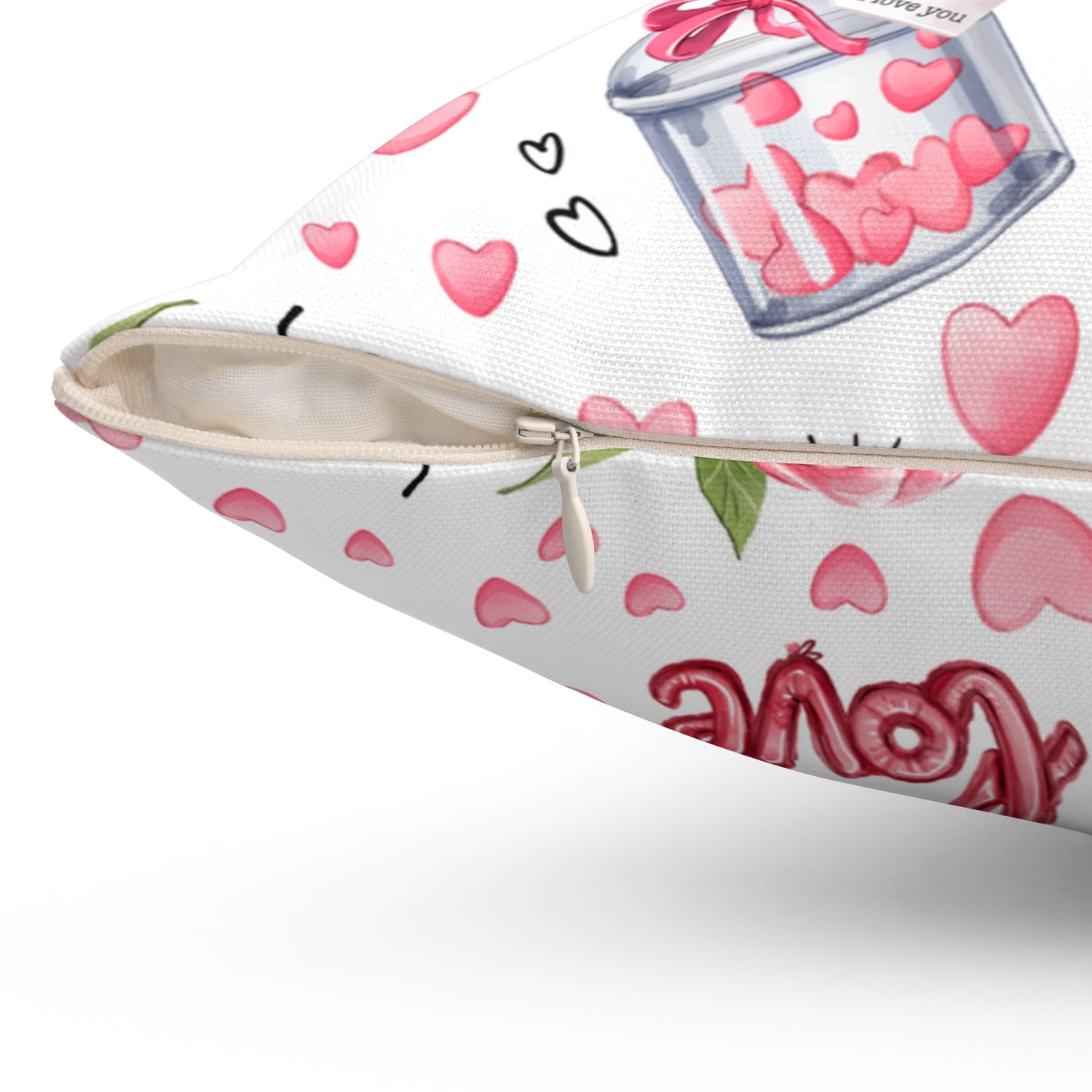 Love Heart Spun Polyester Square Pillow