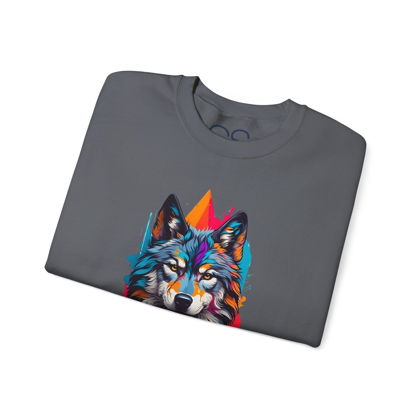 Vibrant Wolf Art Crewneck Sweatshirt - Watercolor Style Graphic