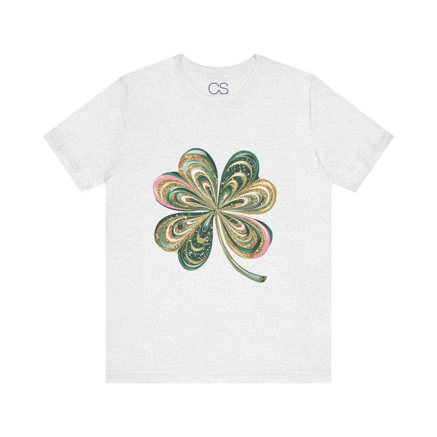Artistic Shamrock T-Shirt | Gold and Green Swirl Clover Design | St. Patrick's Day Fashion Tee