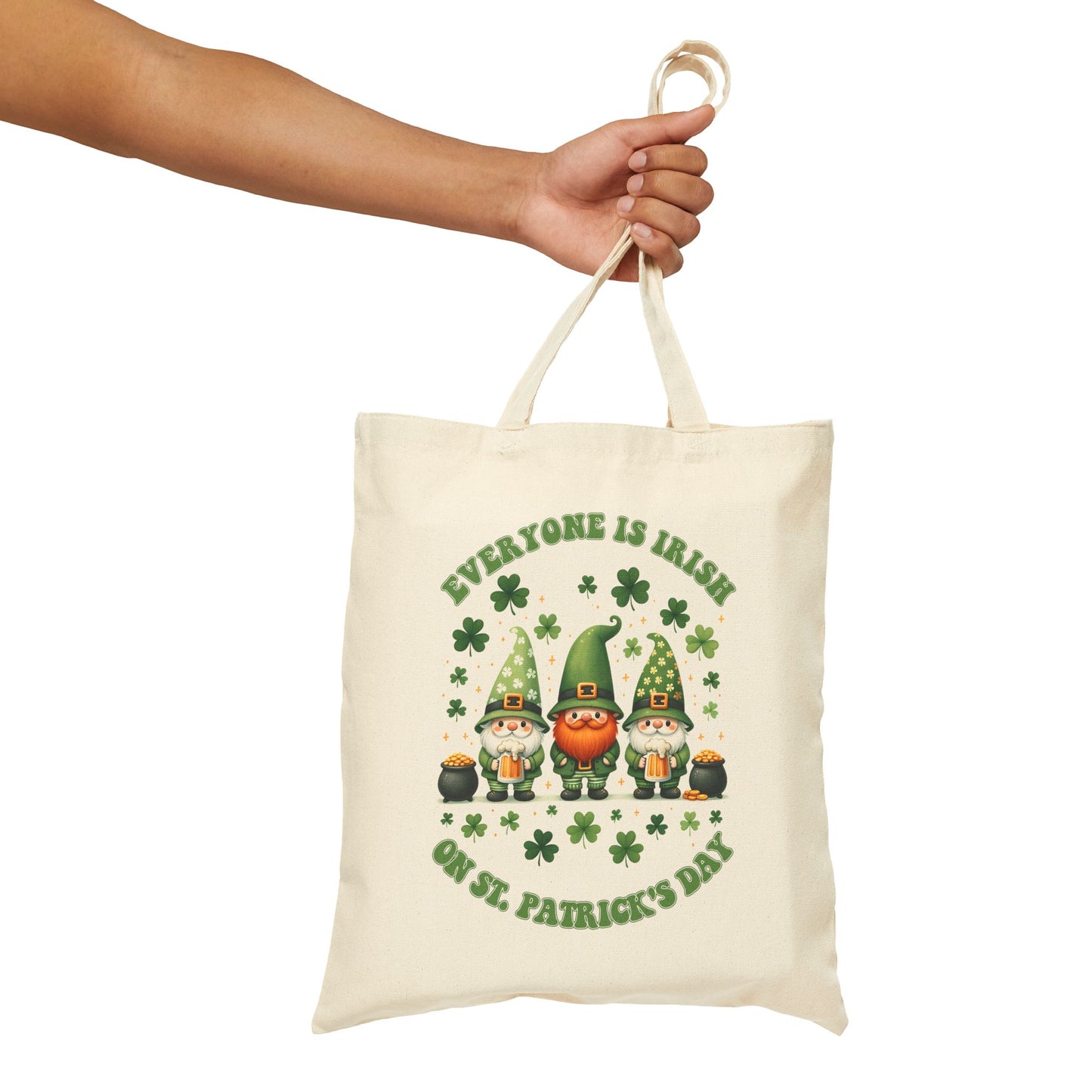 Everyone Is Irish Gnome Canvas Tote Bag