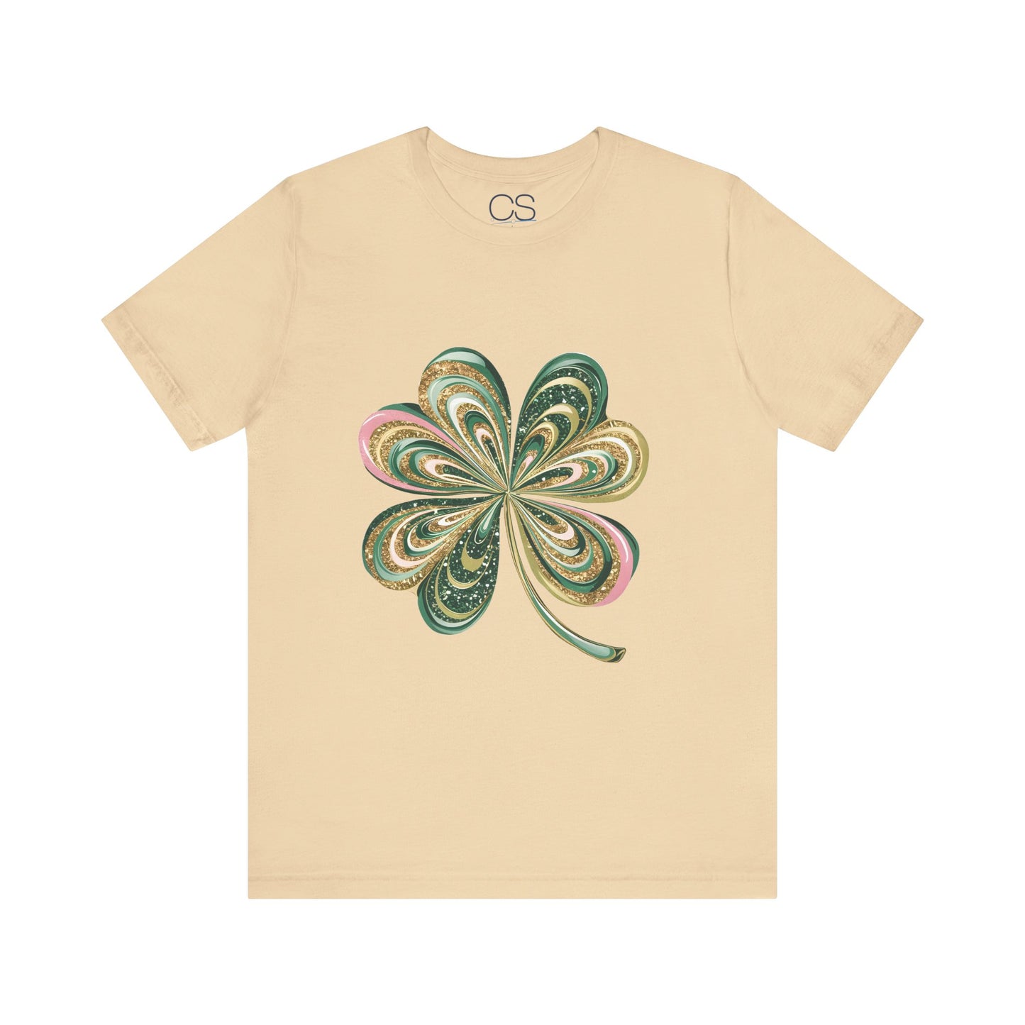 Artistic Shamrock T-Shirt | Gold and Green Swirl Clover Design | St. Patrick's Day Fashion Tee