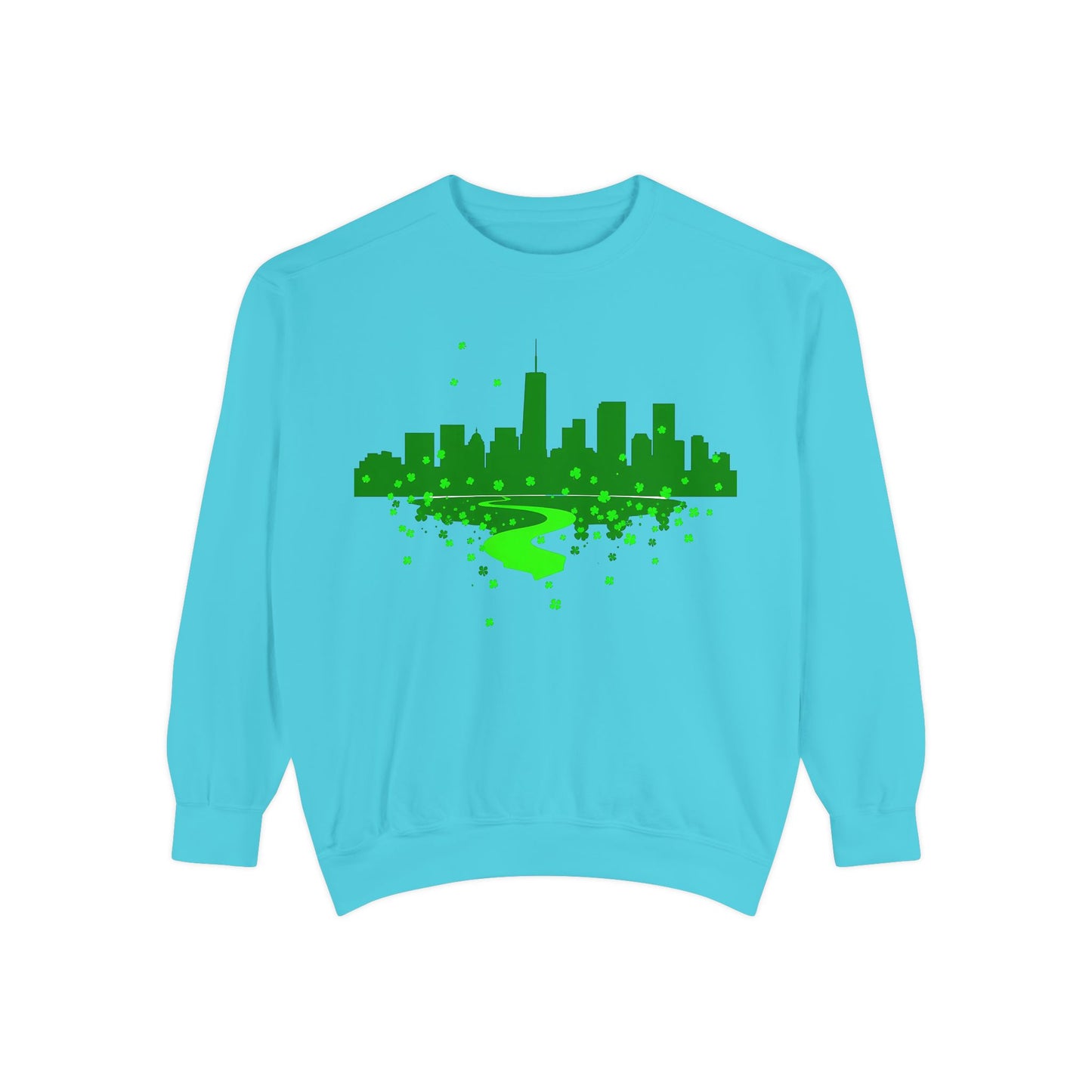 Chicago Skyline St. Patrick's Day Unisex Garment-Dyed Sweatshirt