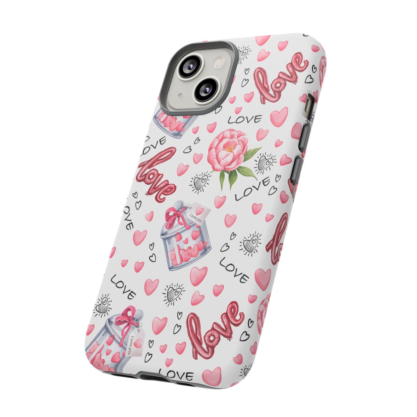 Romantic Heart & Floral Love Durable Phone Case