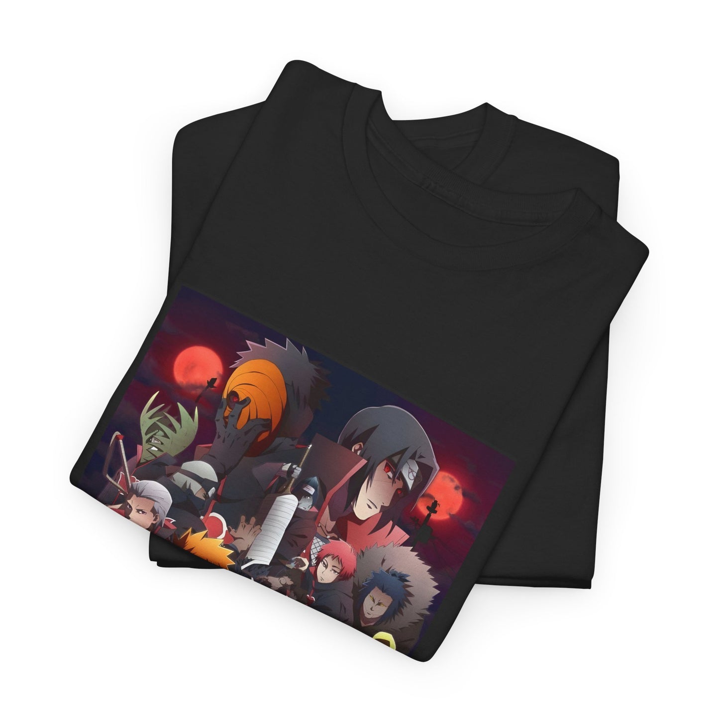 Unisex Heavy Cotton Naruto Akatsuki Anime Front and Back Printed Tee