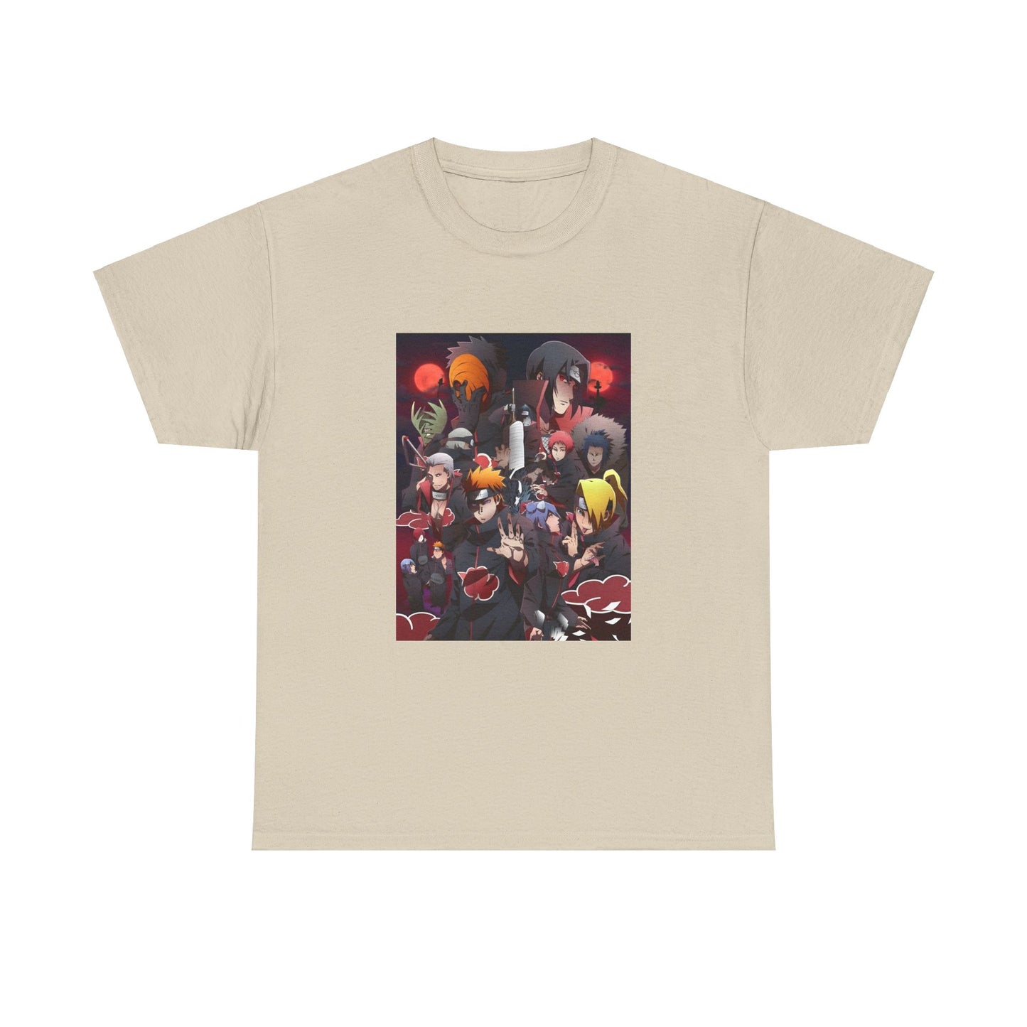 Unisex Heavy Cotton Naruto Akatsuki Anime Front and Back Printed Tee