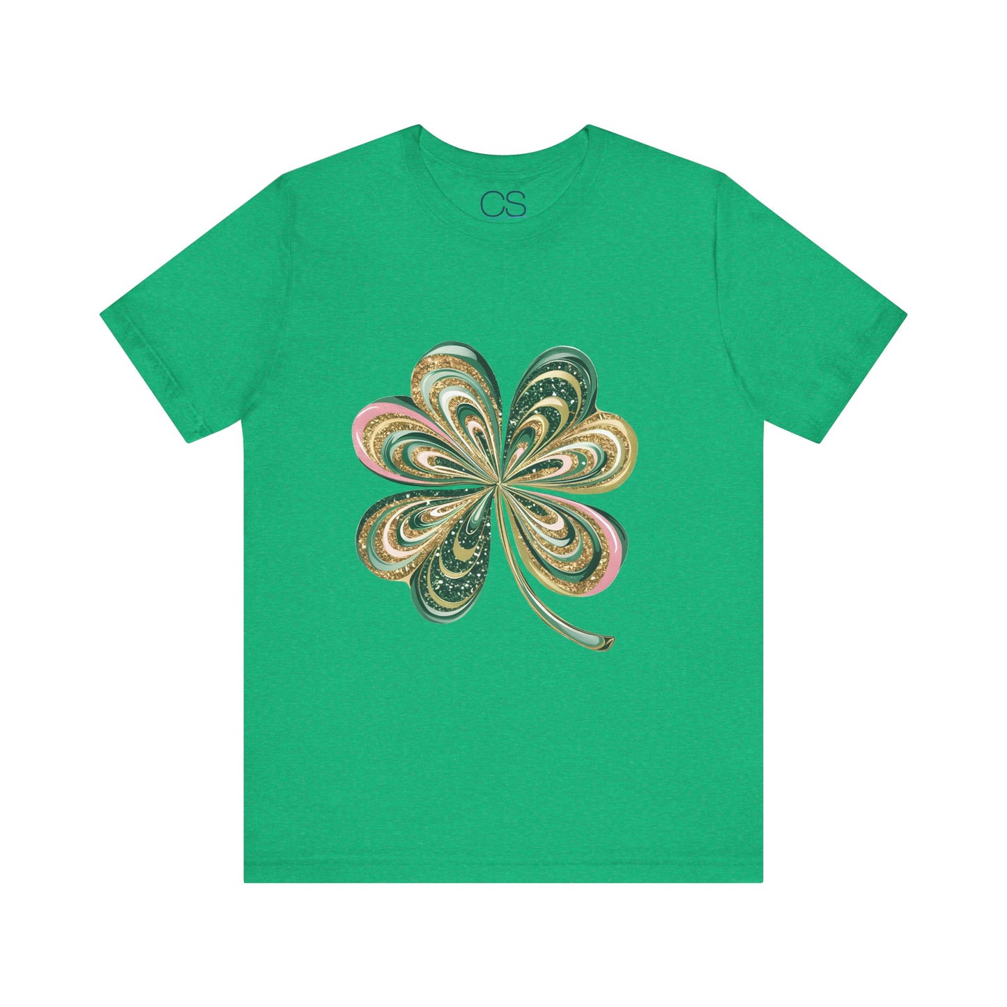 Artistic Shamrock T-Shirt | Gold and Green Swirl Clover Design | St. Patrick's Day Fashion Tee