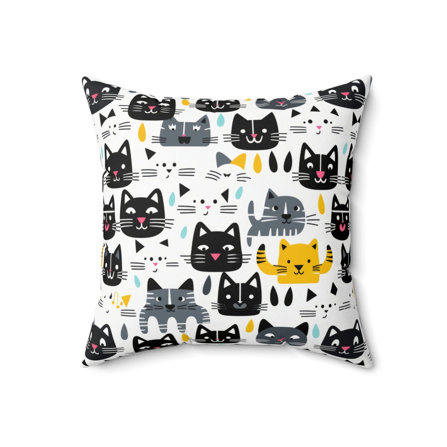 Adorable Feline-Inspired Spun Polyester Throw Pillow